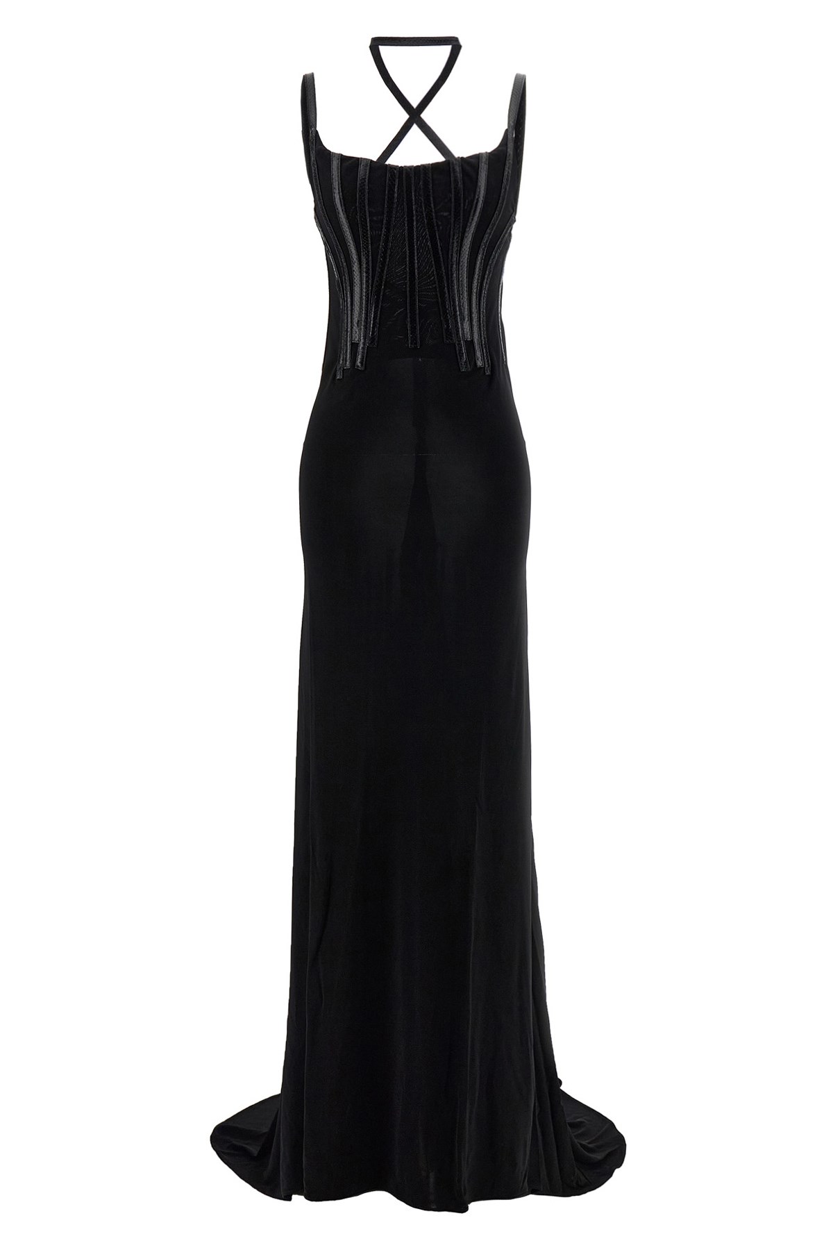 Dsquared2 Backless Floor-length Fitted Corset Dress In Black