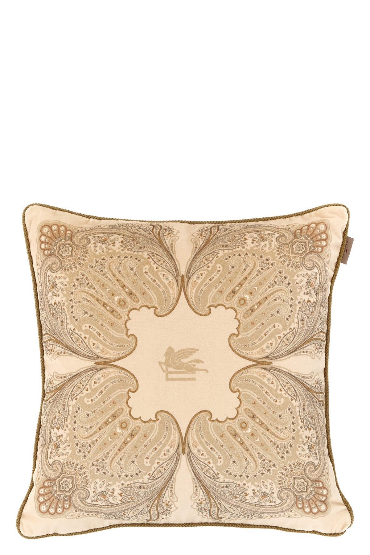 Etro Home Velvet Pillow Cushions Beige In Neutral
