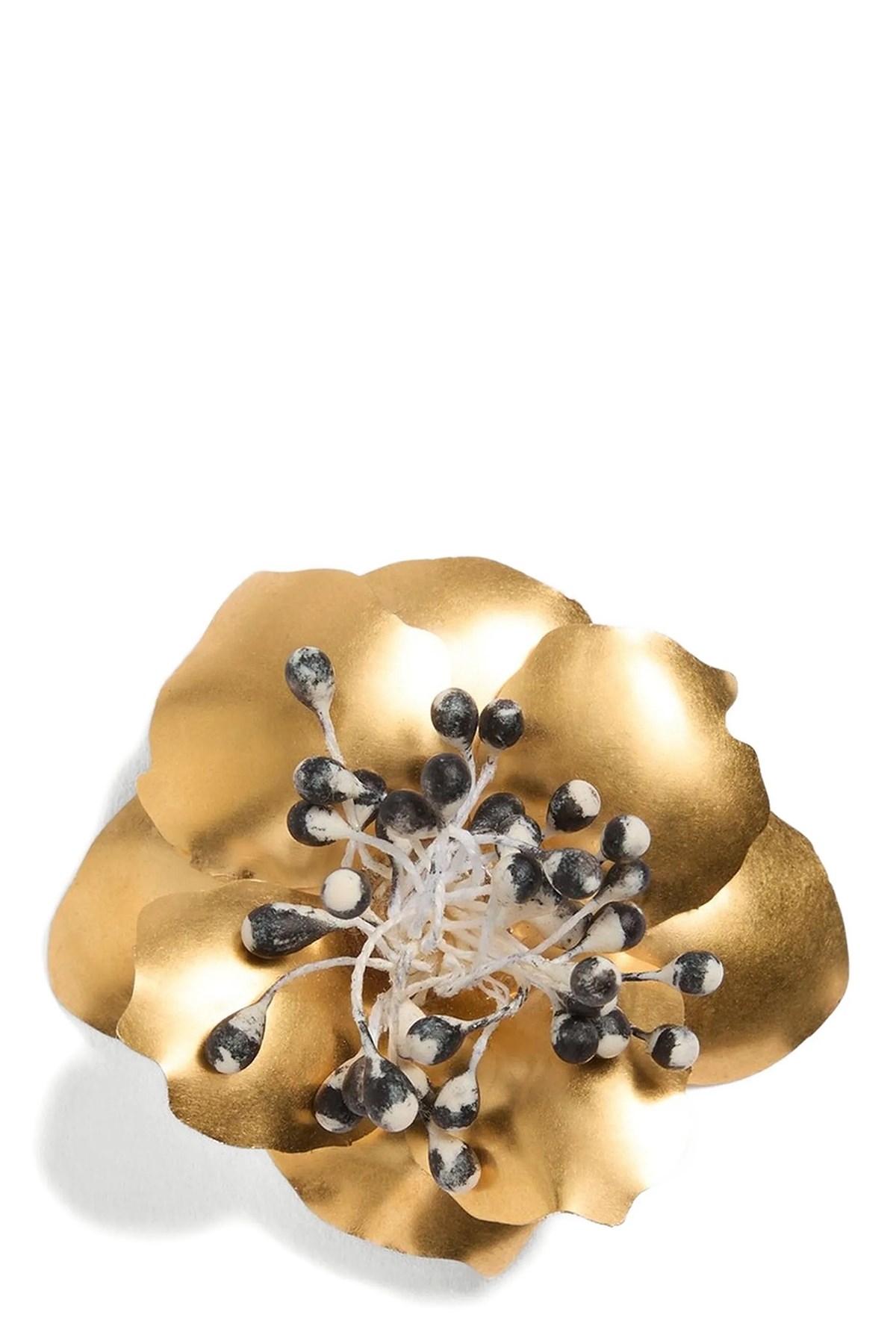 Valentino Small Floral Brooch Metallic Finish In Gold