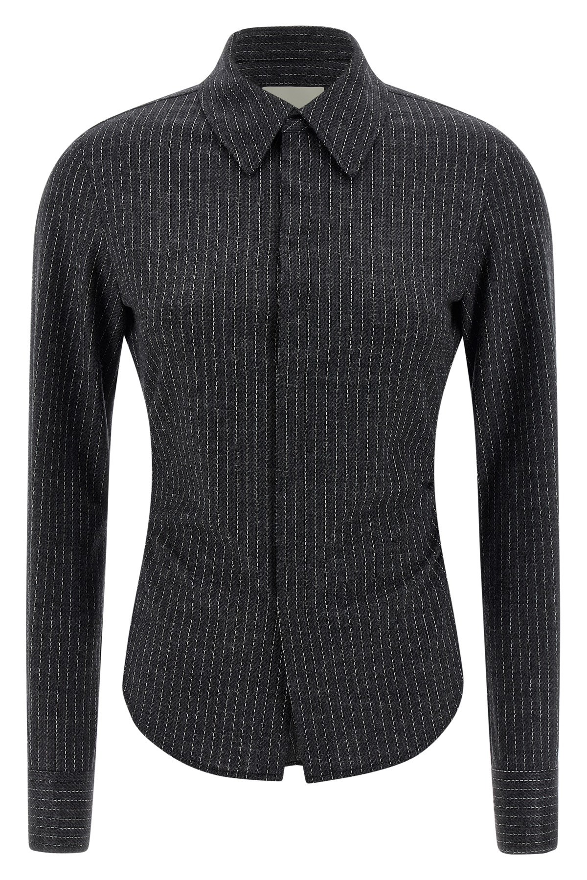 Isabel Marant Tailored Pinstripe Long Sleeve Shirt In Black