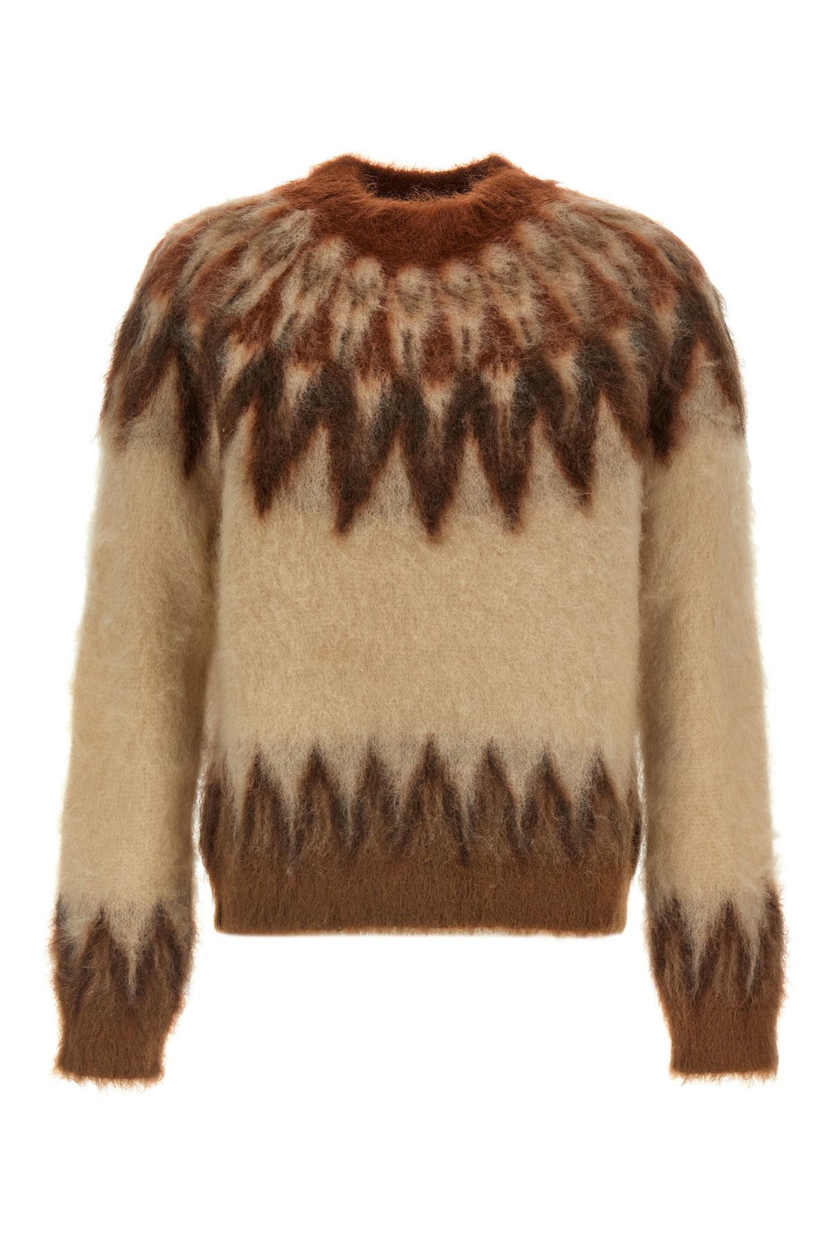 Isabel Marant Marant Nicolas Mohair Blend Sweater With Fair Isle Pattern In Brown