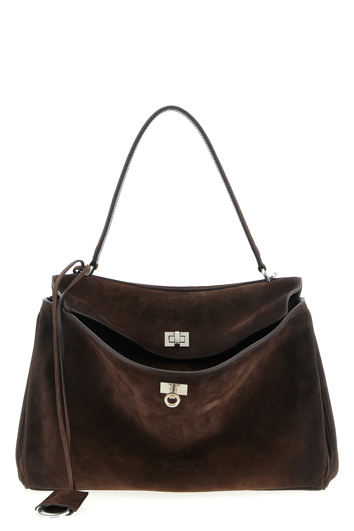 Balenciaga Rodeo Hand Medium In Waxed Suede Calfskin Bags In Burgundy