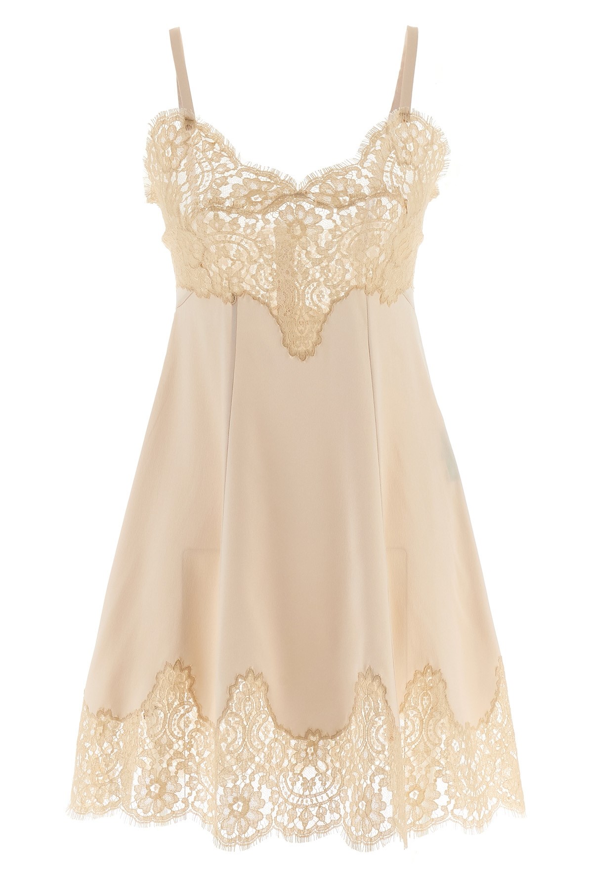 Dolce & Gabbana Lace Trim Spaghetti Strap Dress In Pink