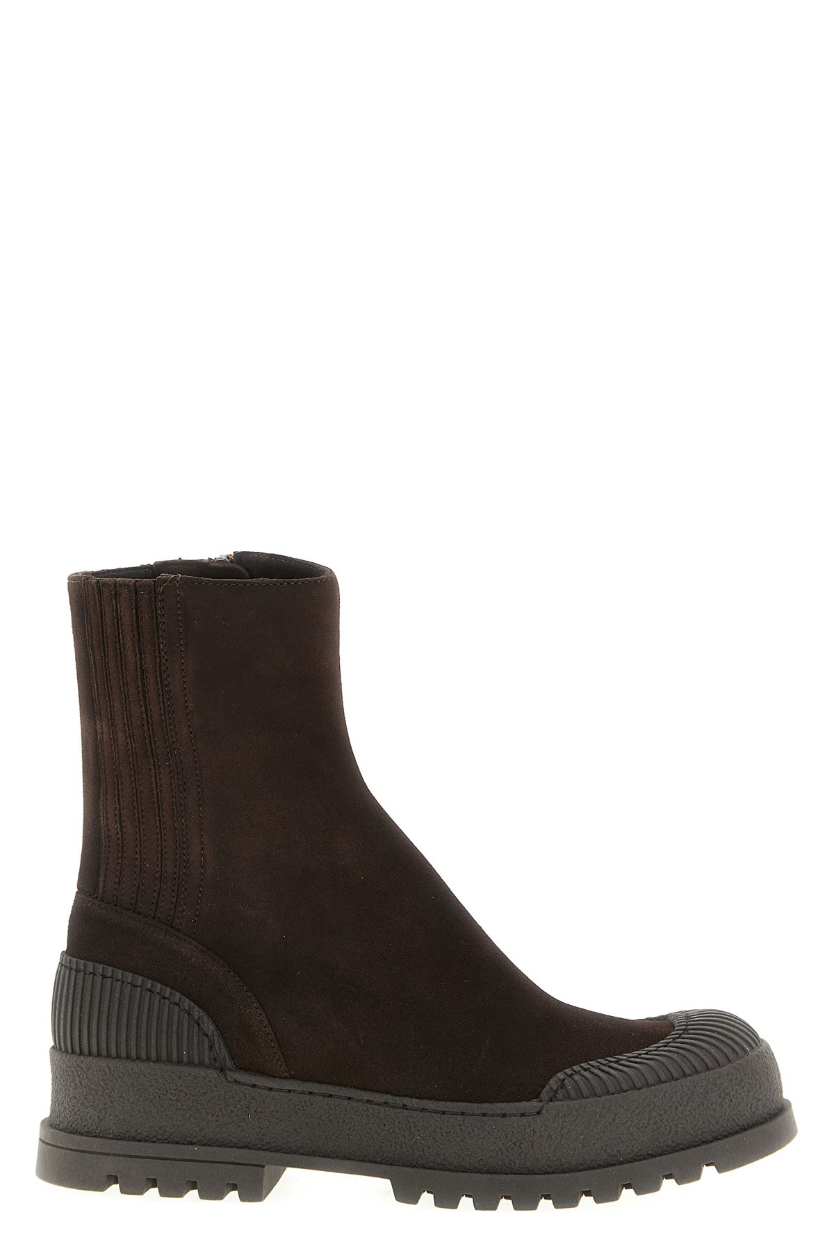 Aquazzura Ankle Boots With Round Toe And Ribbed Sole In Brown