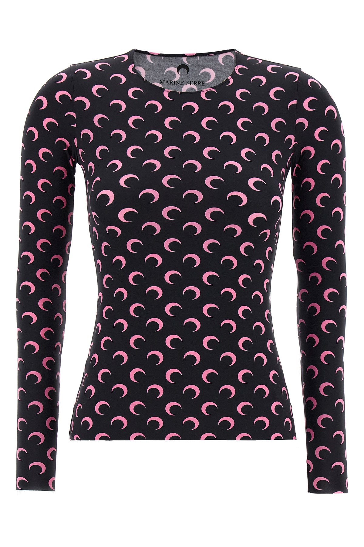 Marine Serre Moon Printed Jersey Second Skin T-shirt Pink In Pink