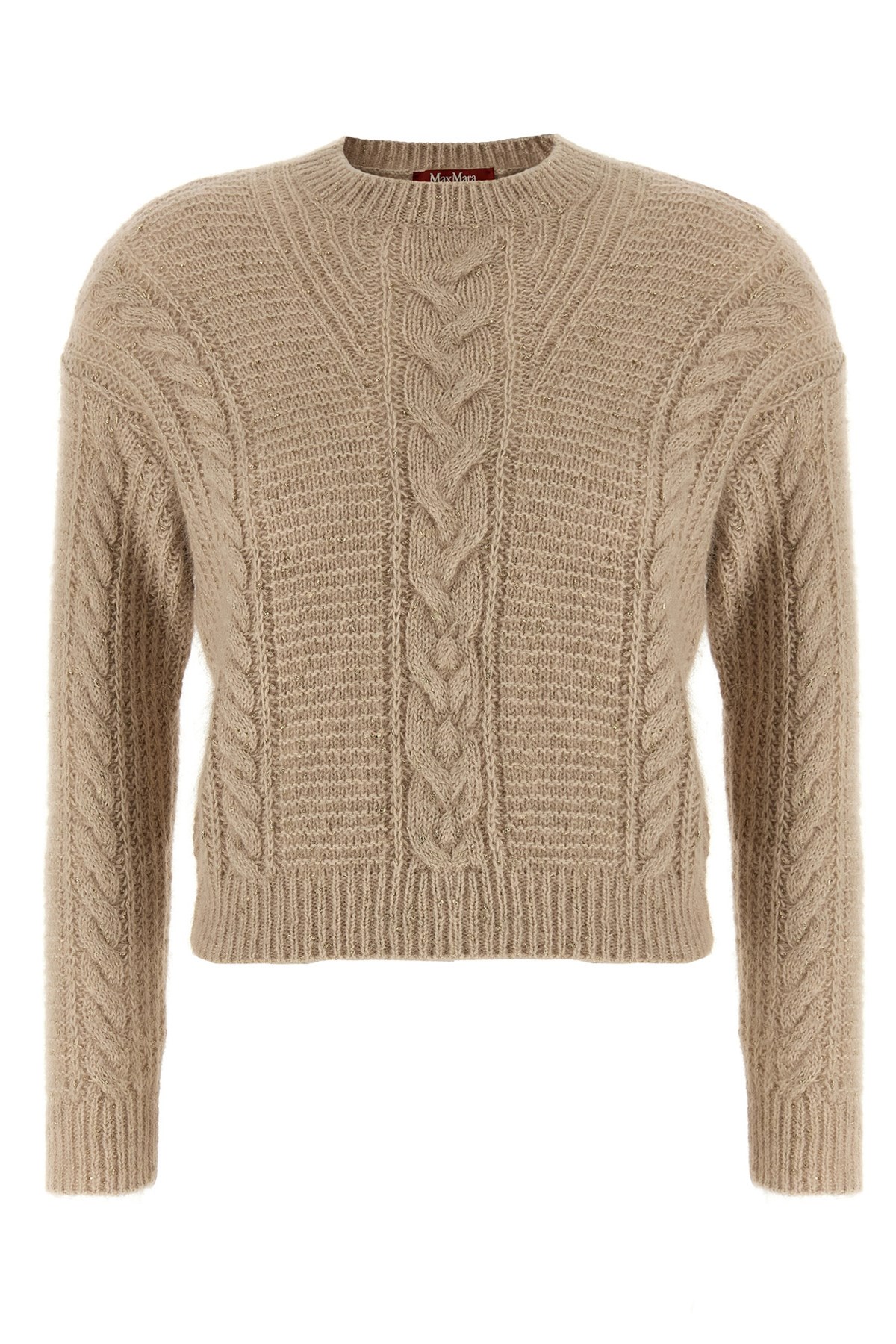 Max Mara Beige Alpaca Blend Boxy Sweater In Brown