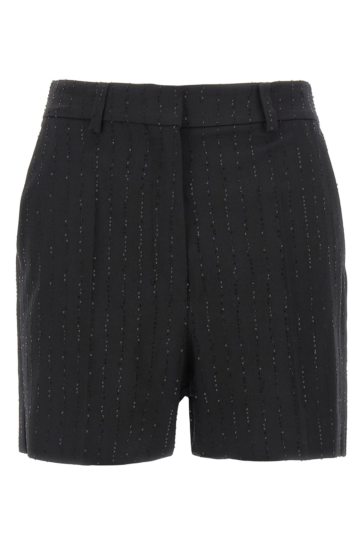 Max Mara Shorts With Pinstripe-effect Micro Sequins In Black
