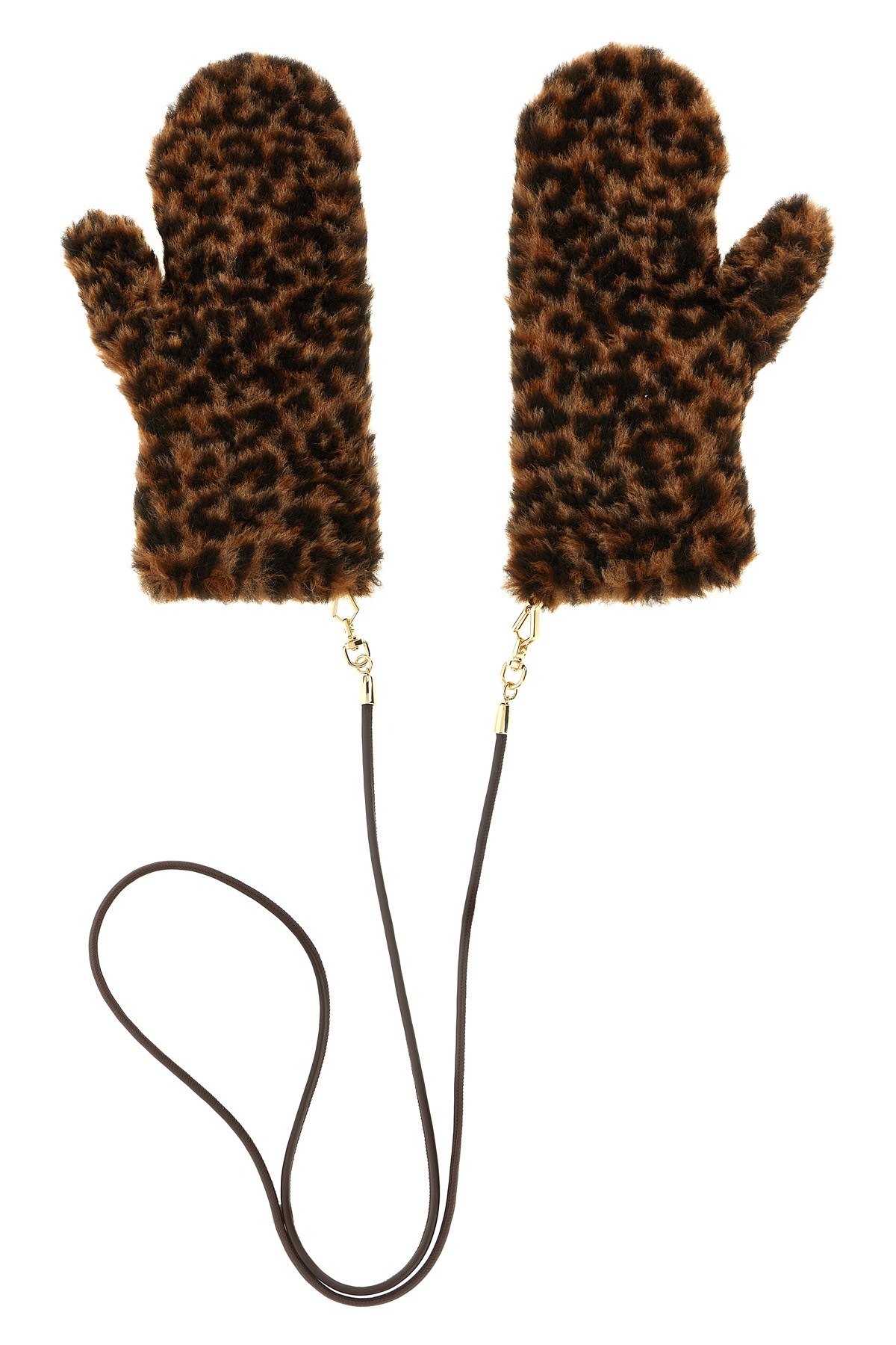 Max Mara Ombrat Leopard-pattern Mittens In Brown
