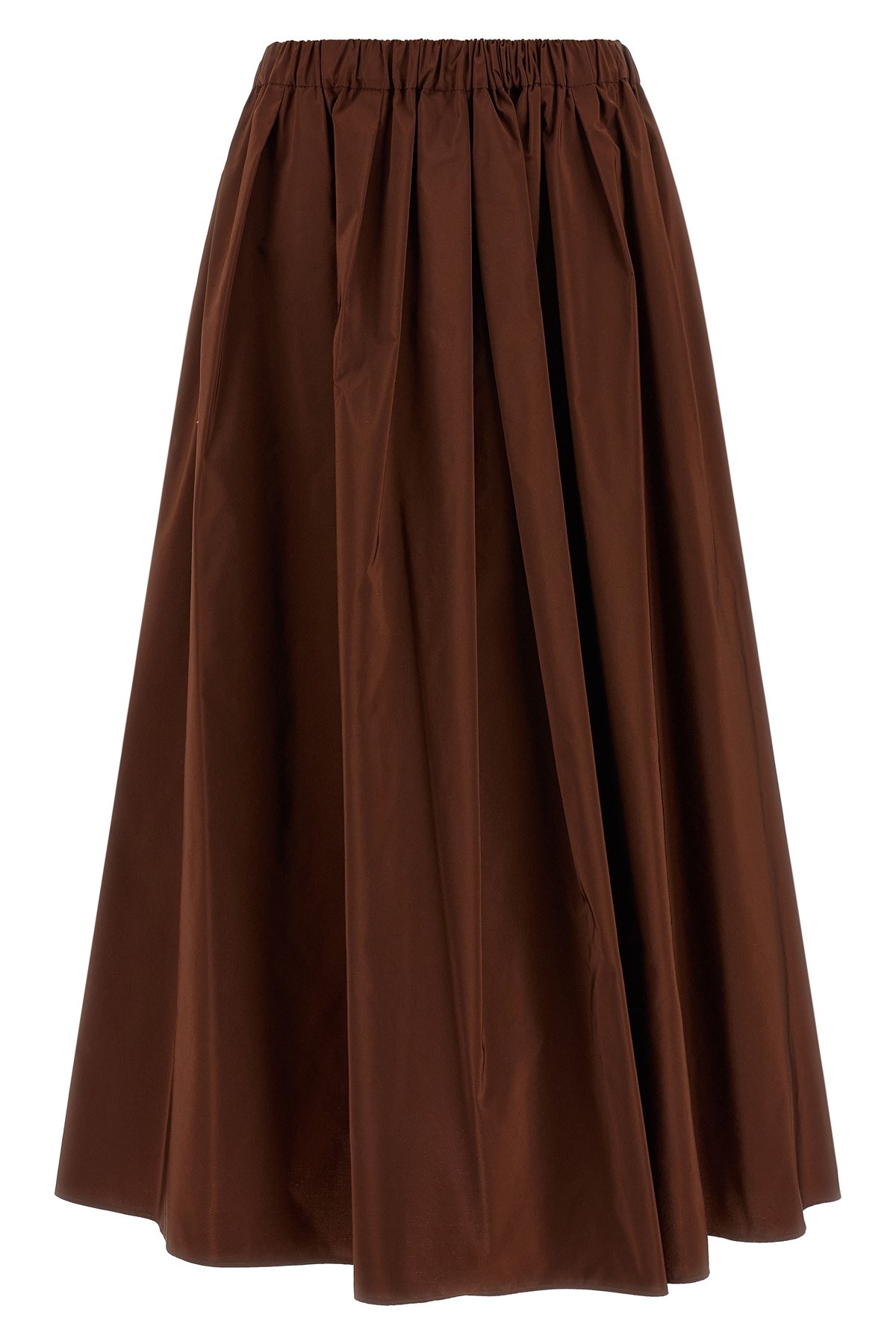 Weekend Max Mara Midi Pleated Skirt Elastic Waistband In Brown
