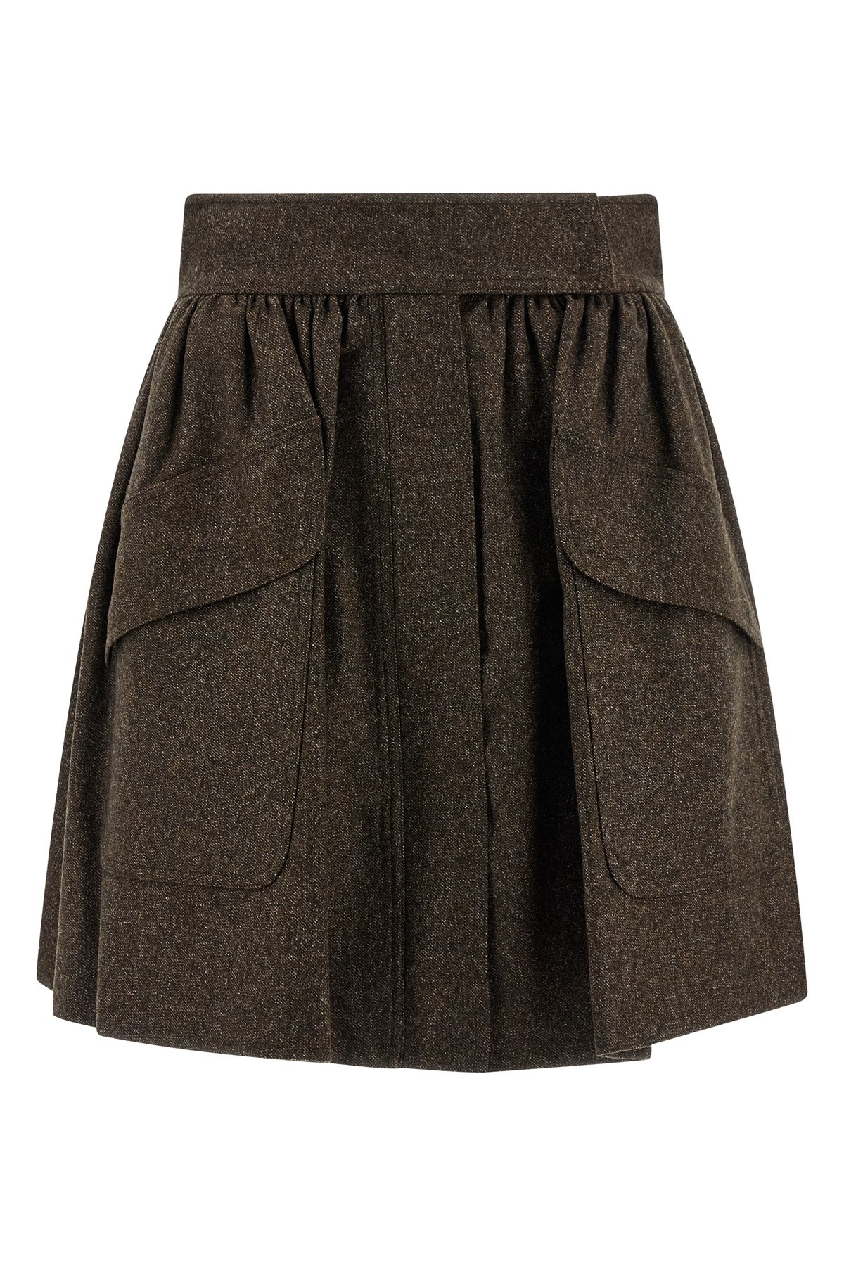 Max Mara High-waisted Pleated Skirt Pockets In Brown