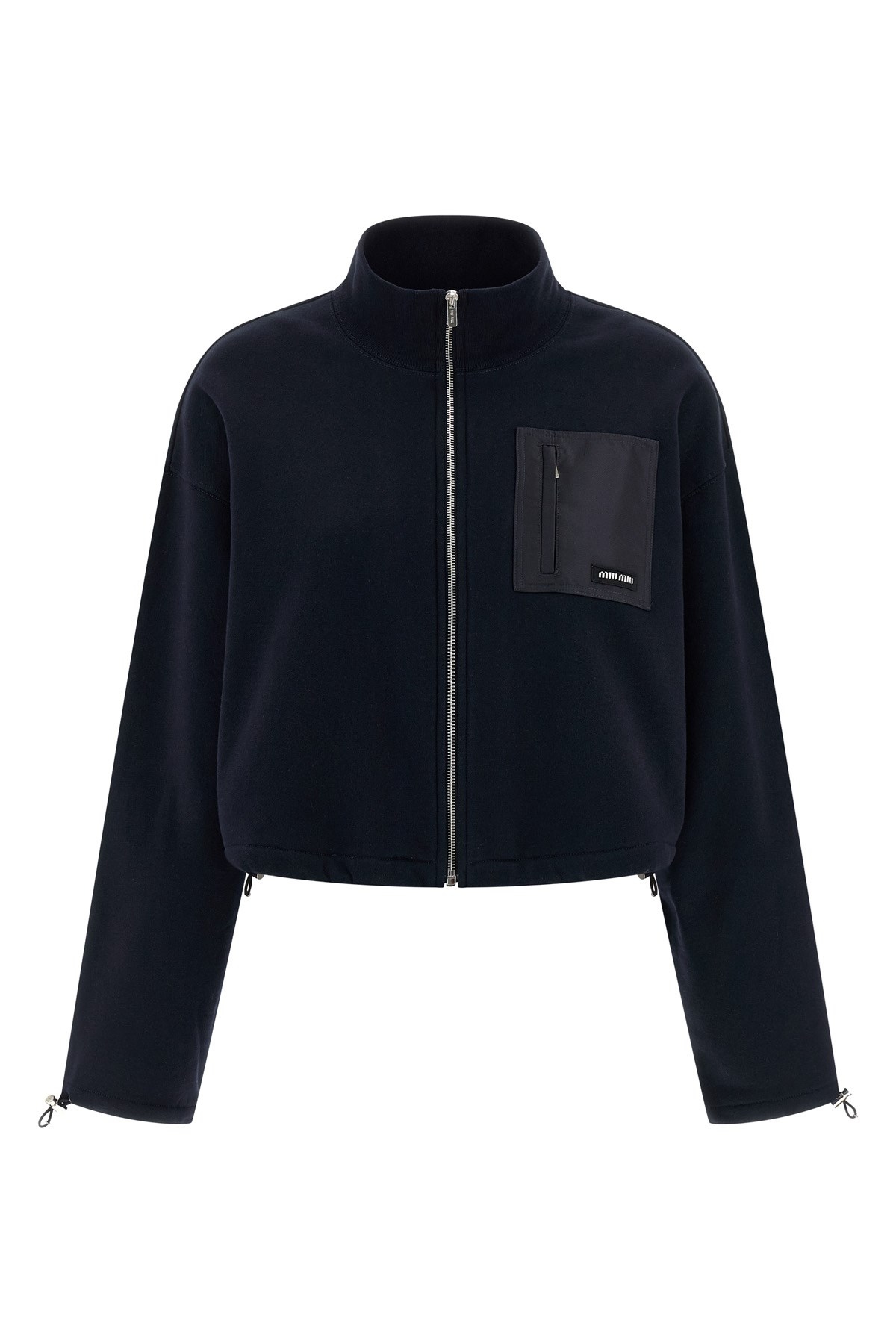Miu Miu Nylon Pocket Sweatshirt In Blue