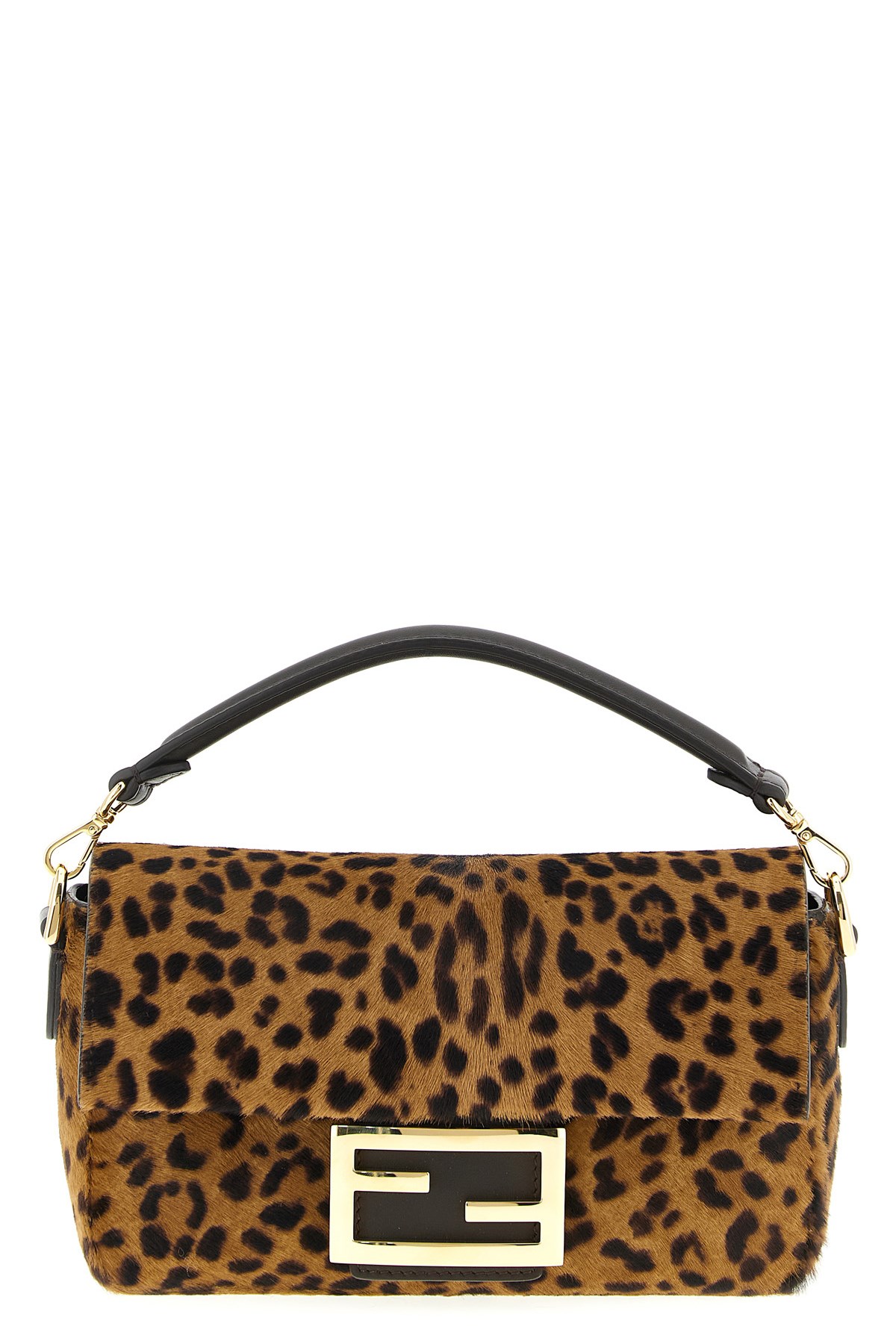 Fendi Leopard Print Baguette Mini Shoulder Bag In Brown