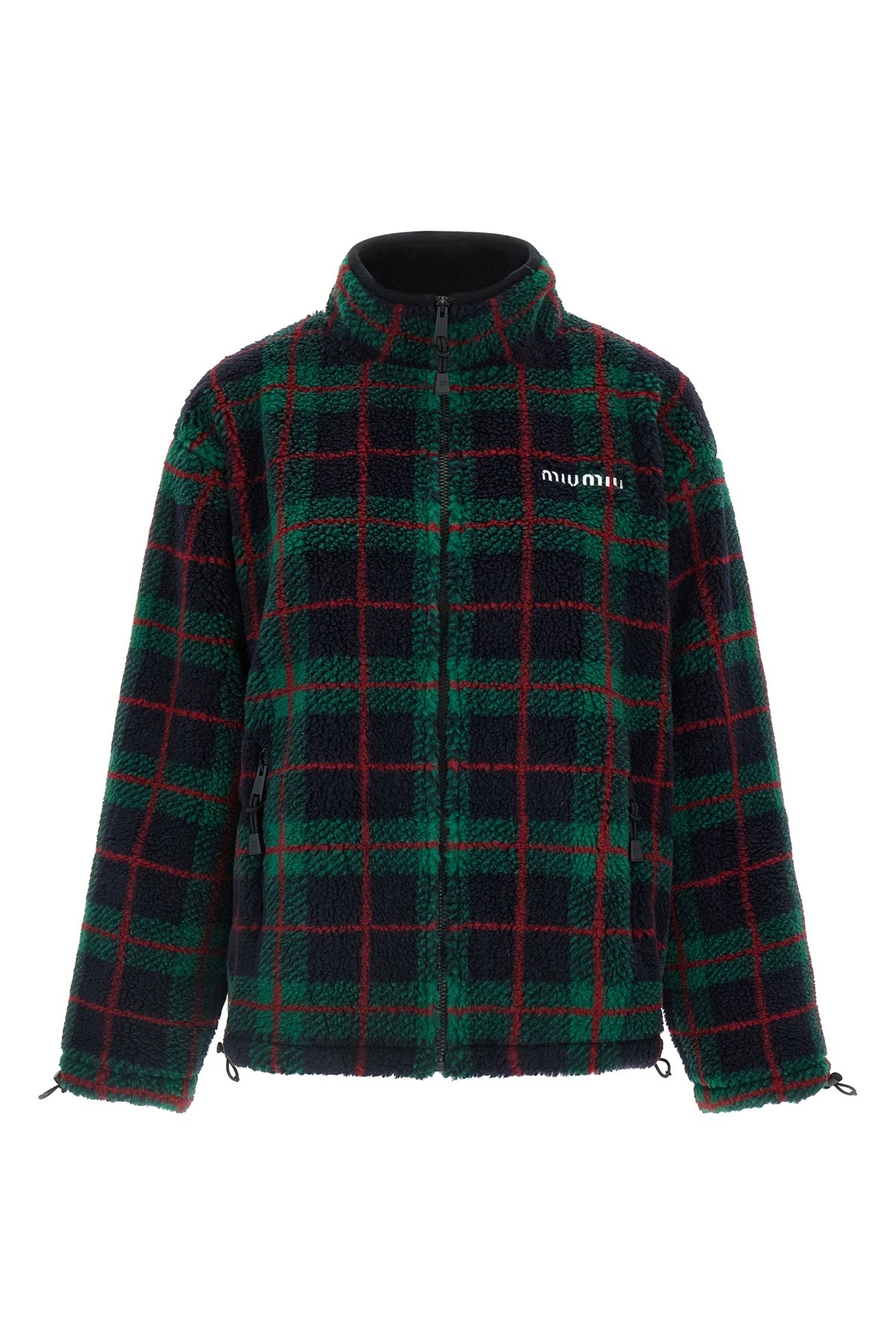 Miu Miu Teddy Check Sweatshirt In Green