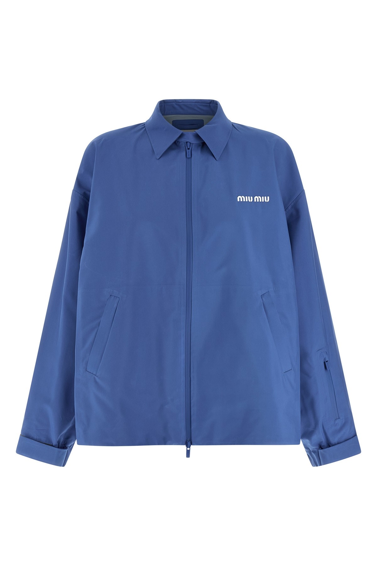 Miu Miu Tech Canvas Windbreaker In Blue