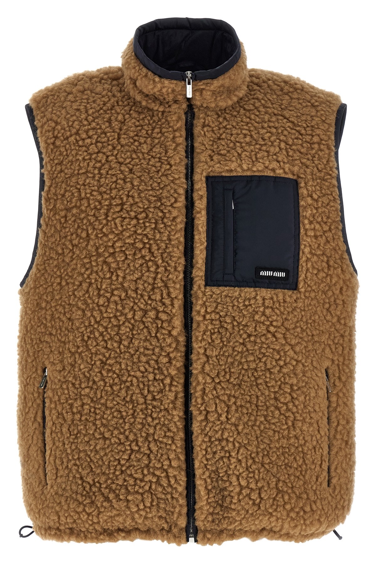 Miu Miu Hybrid Construction Vest In Neutral