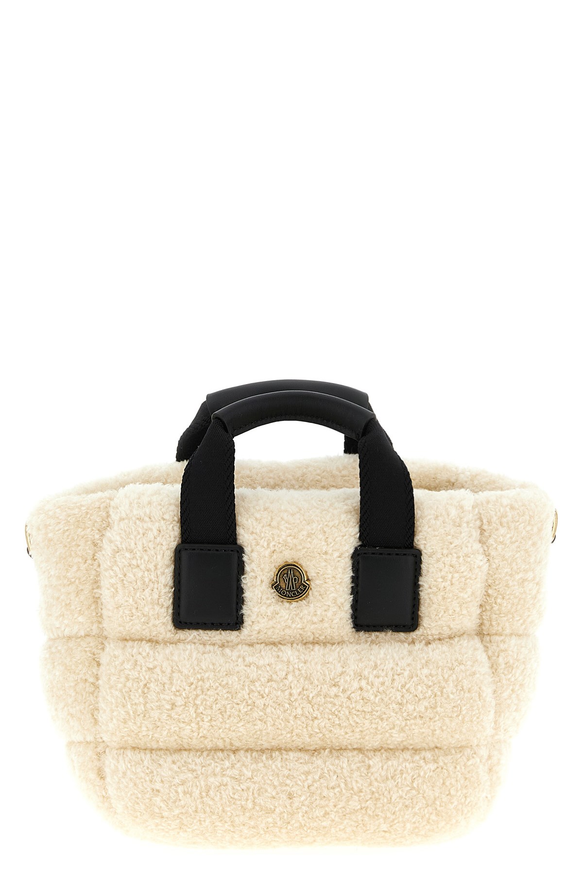 Moncler Caradoc Mini Teddy Tote Bag In Neutral
