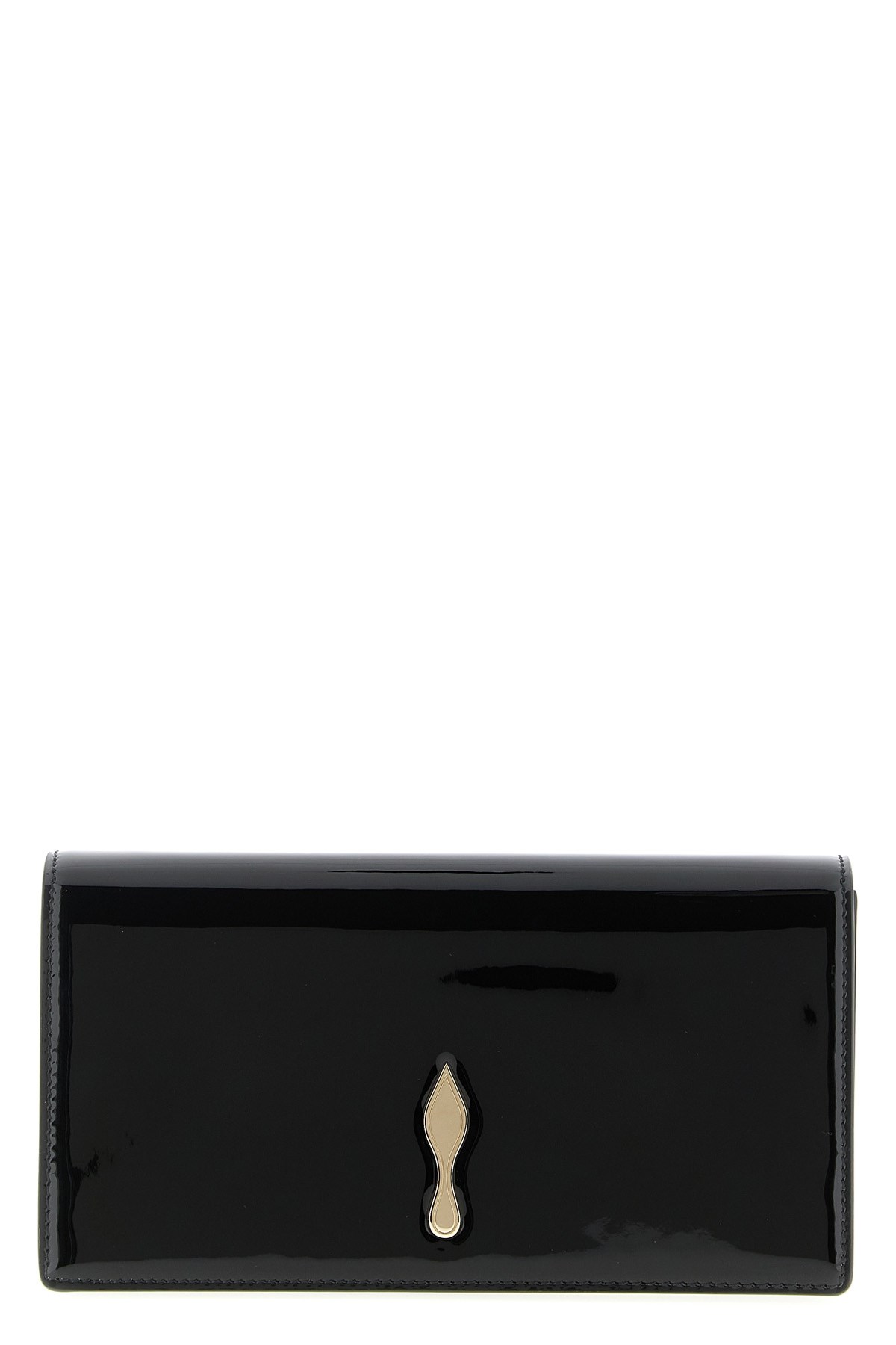 Christian Louboutin Rectangular Patent Clutch Featuring Chain Strap In Black