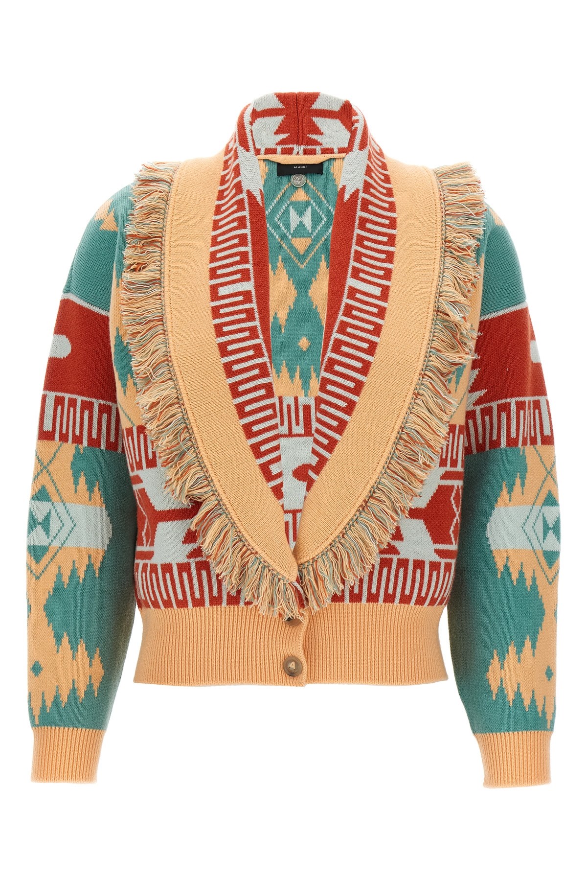 Alanui Icon Jacquard Fringed Cardigan In Multi