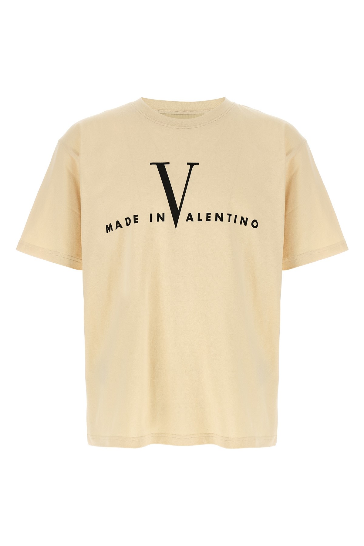 Valentino Garavani Cotton T-shirt With Made In Print Clothing In Nude