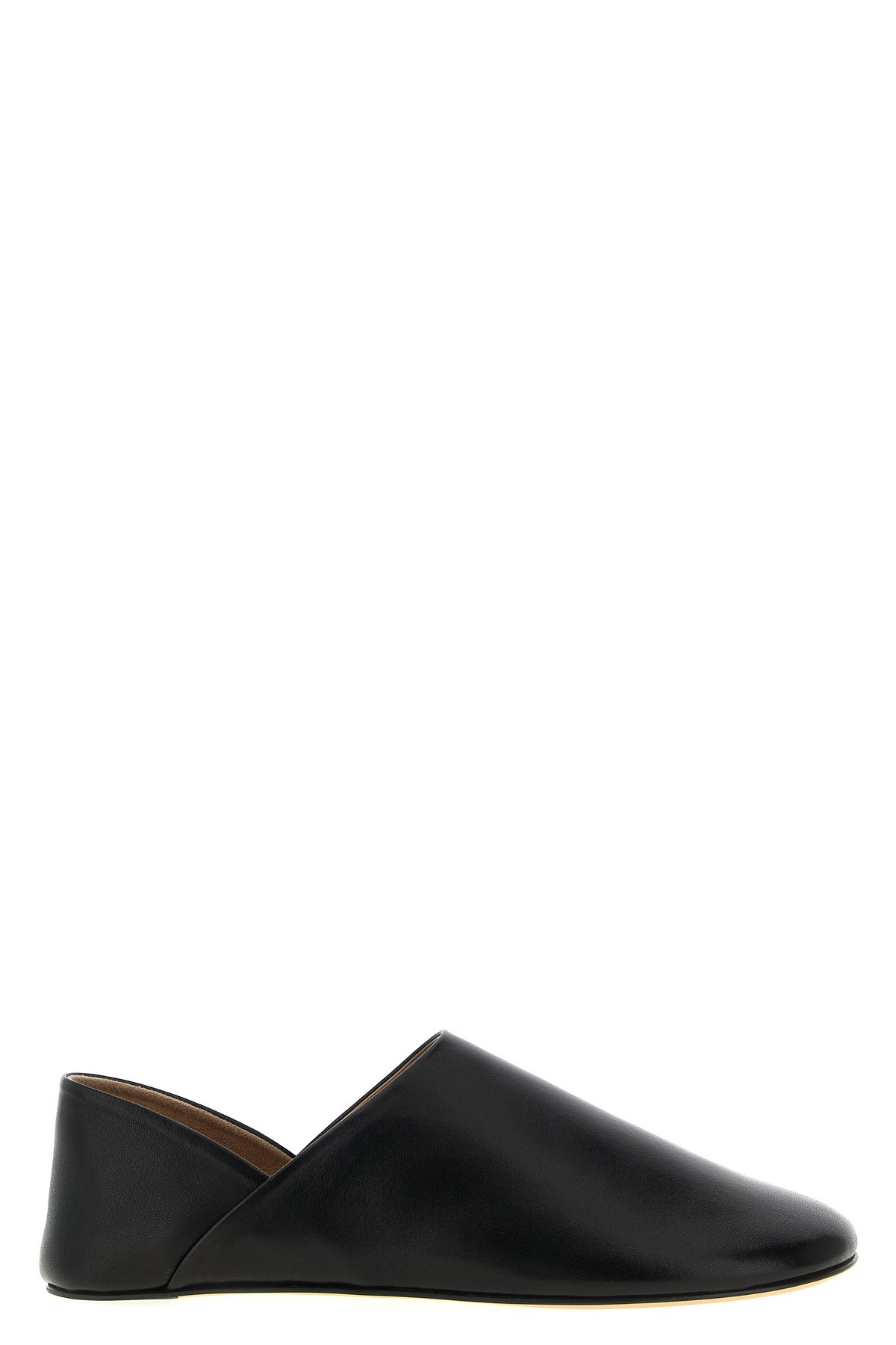 Jw Anderson Babouche Flat Leather Mules Round Toe In Black