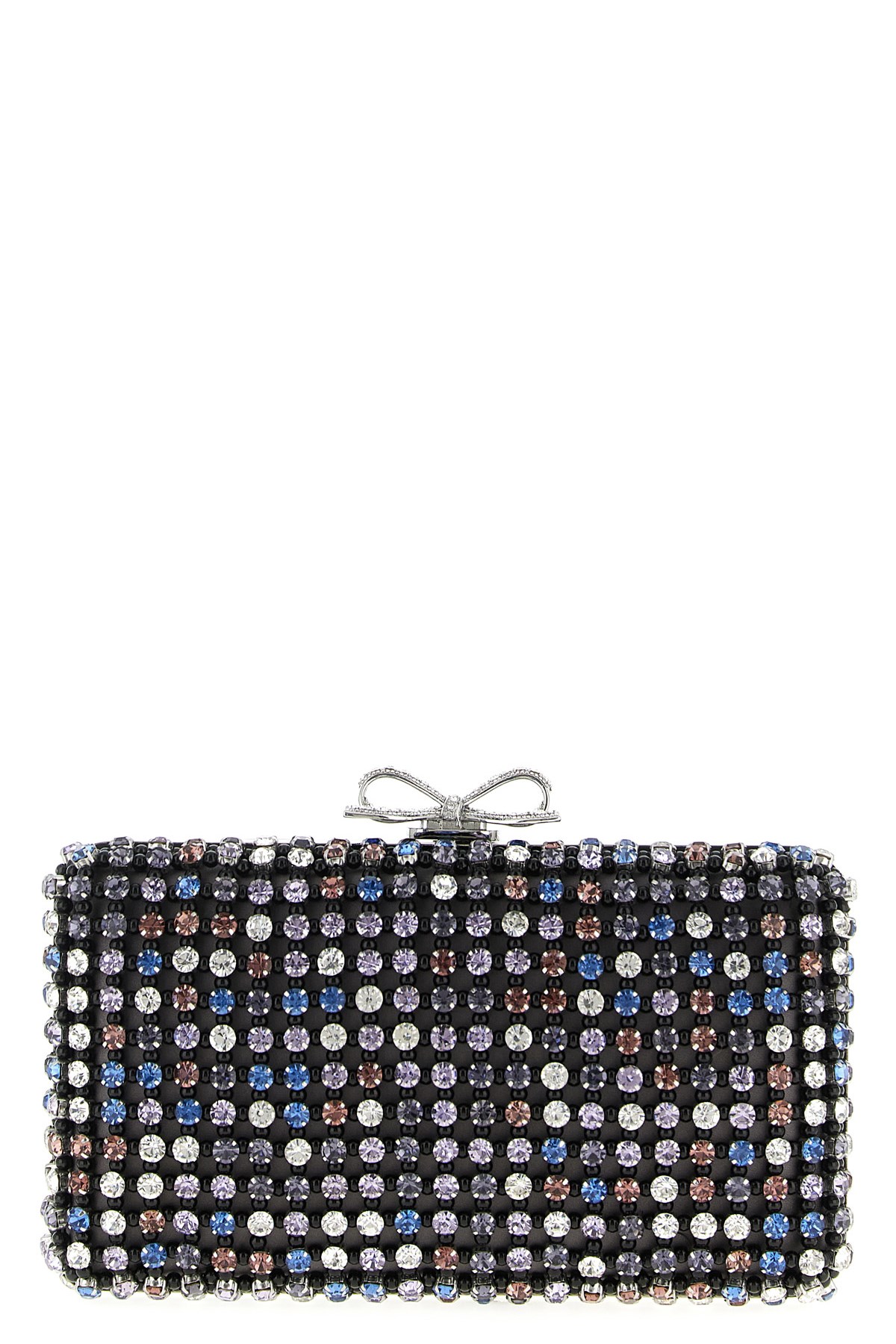 Self-portrait Multi Crystal Chainmail Clutch In Multi