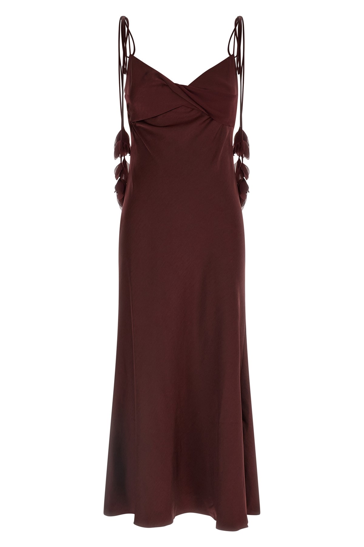 Self-portrait Burgundy Satin Flower Midi Dresses Bordeaux In Burgundy