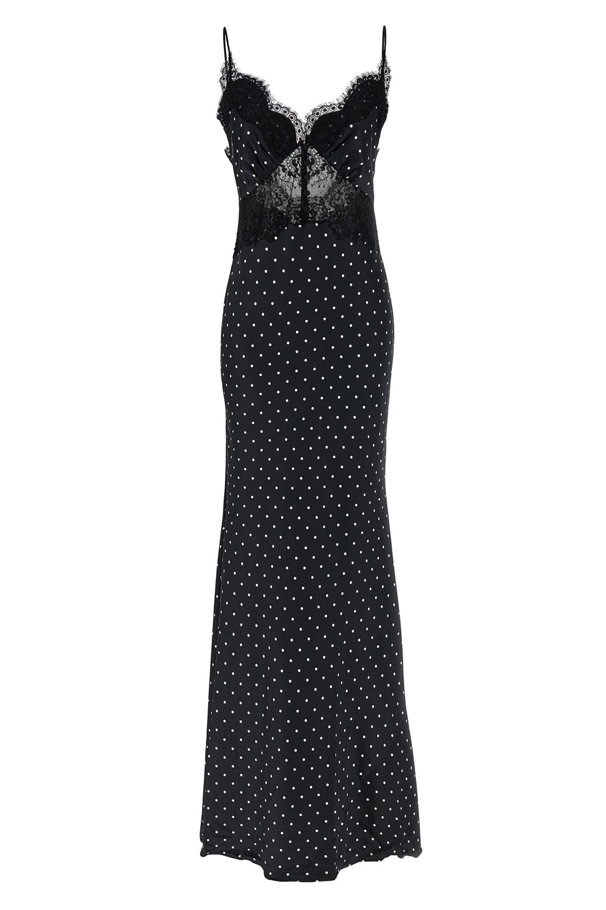 Self-portrait Self Portrait Polka Dot Long Dress In Black