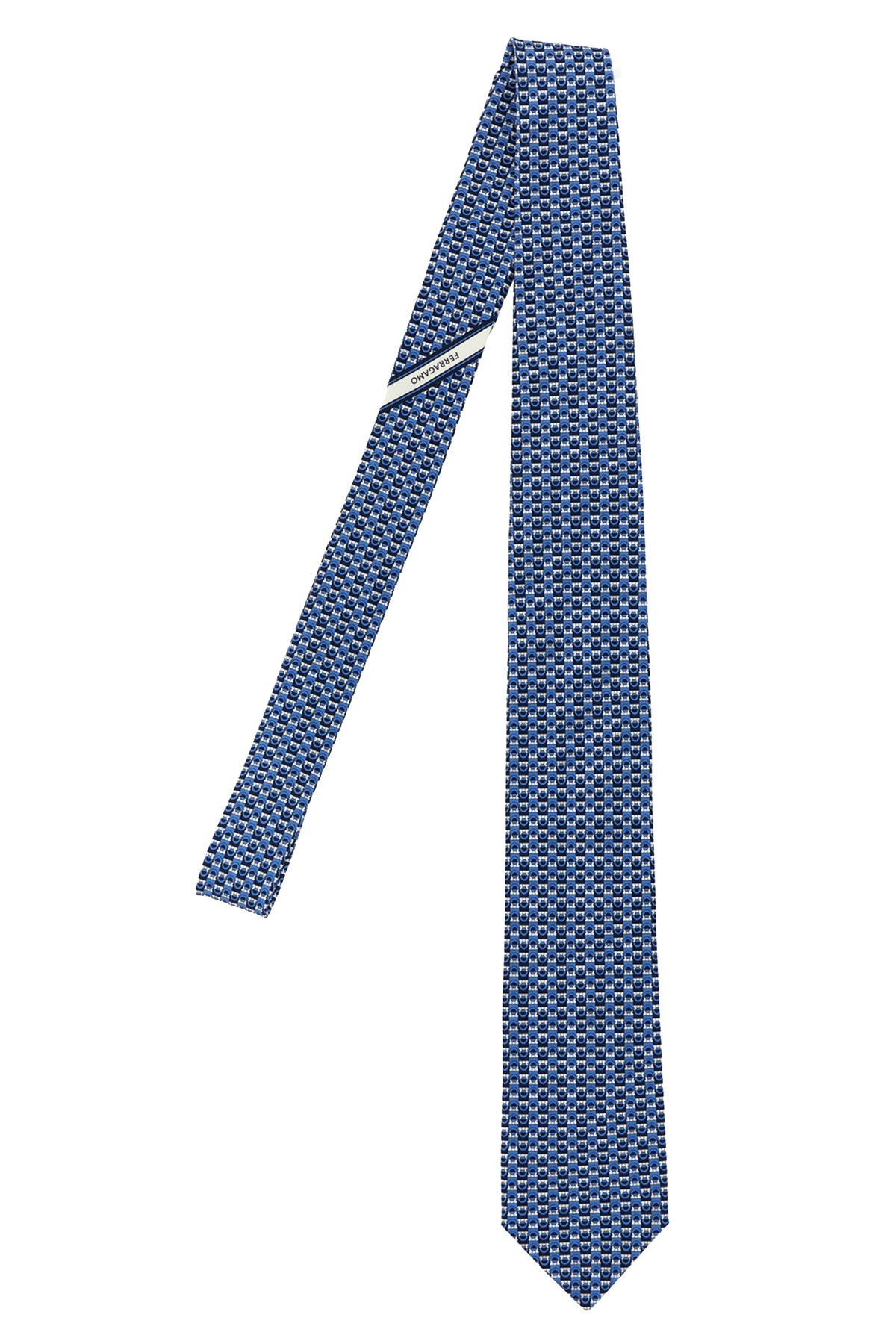 Ferragamo 'gancini' Print Tie In Blue