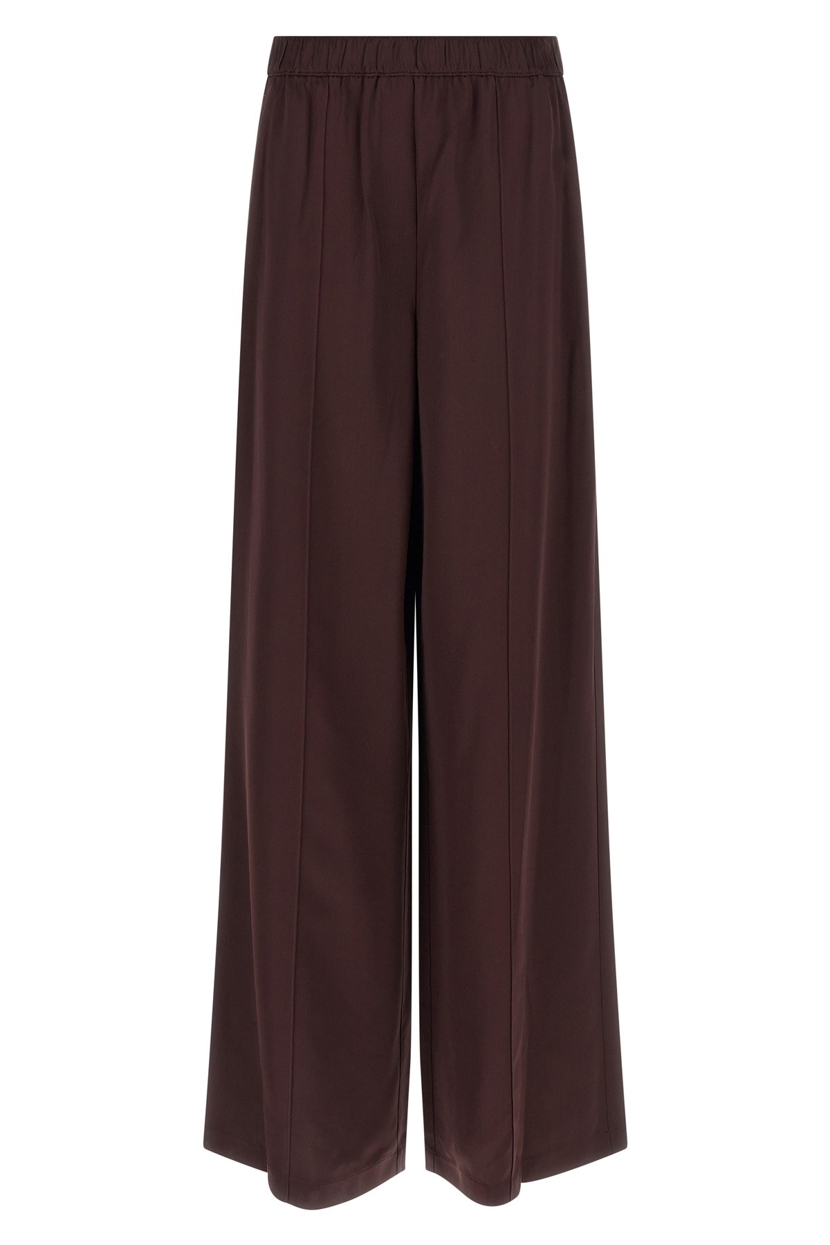 Tory Burch Pintuck Wide-leg Satin Trousers In Brown