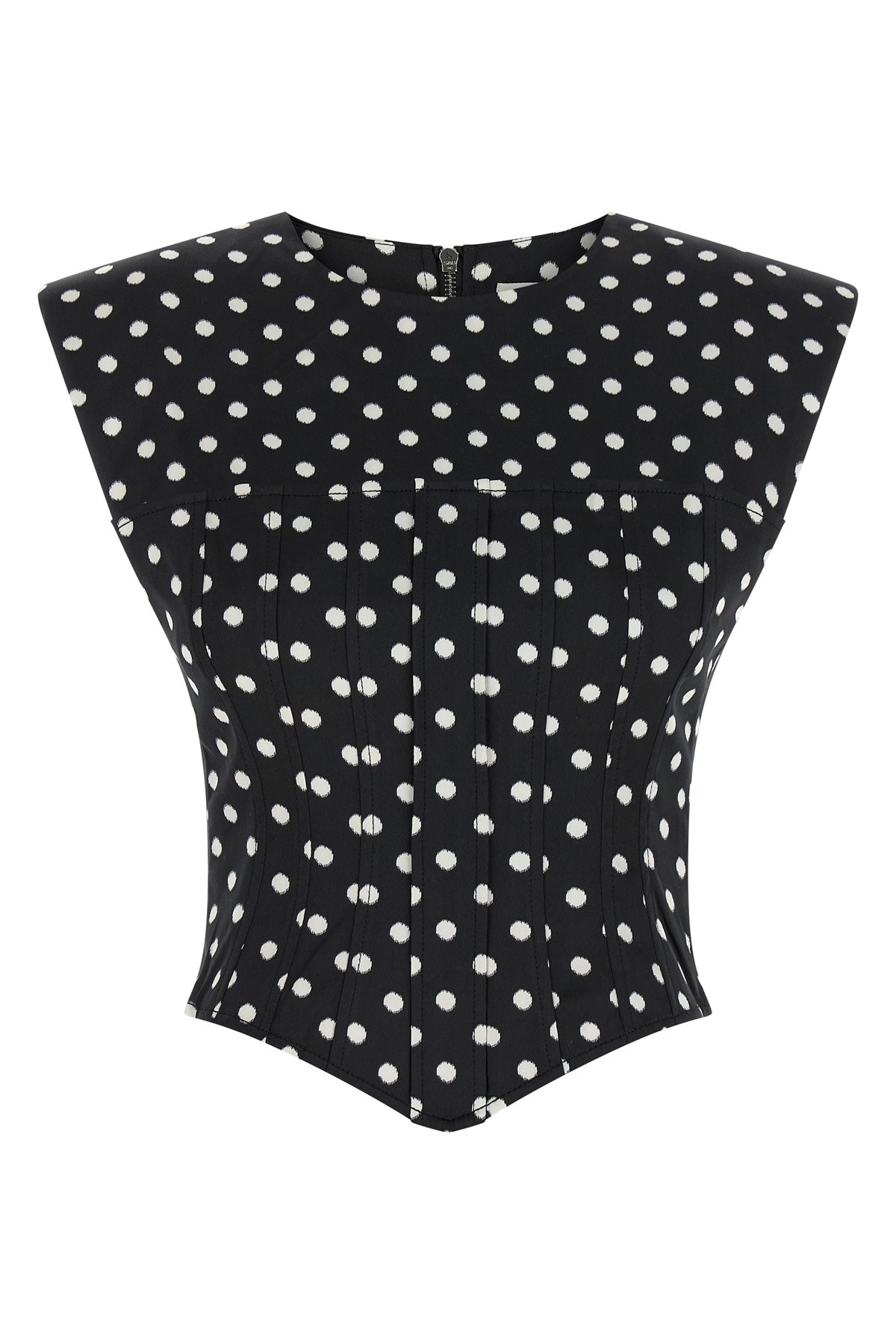 Ganni Polka Dot Top In Black