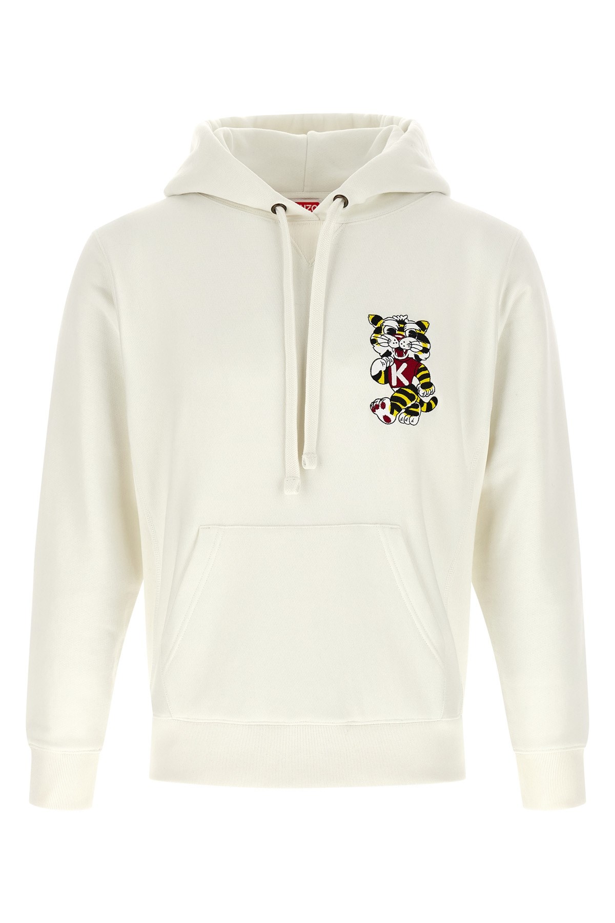 Kenzo Tiger Embroidery Hoodie Hood Graphic Print In White
