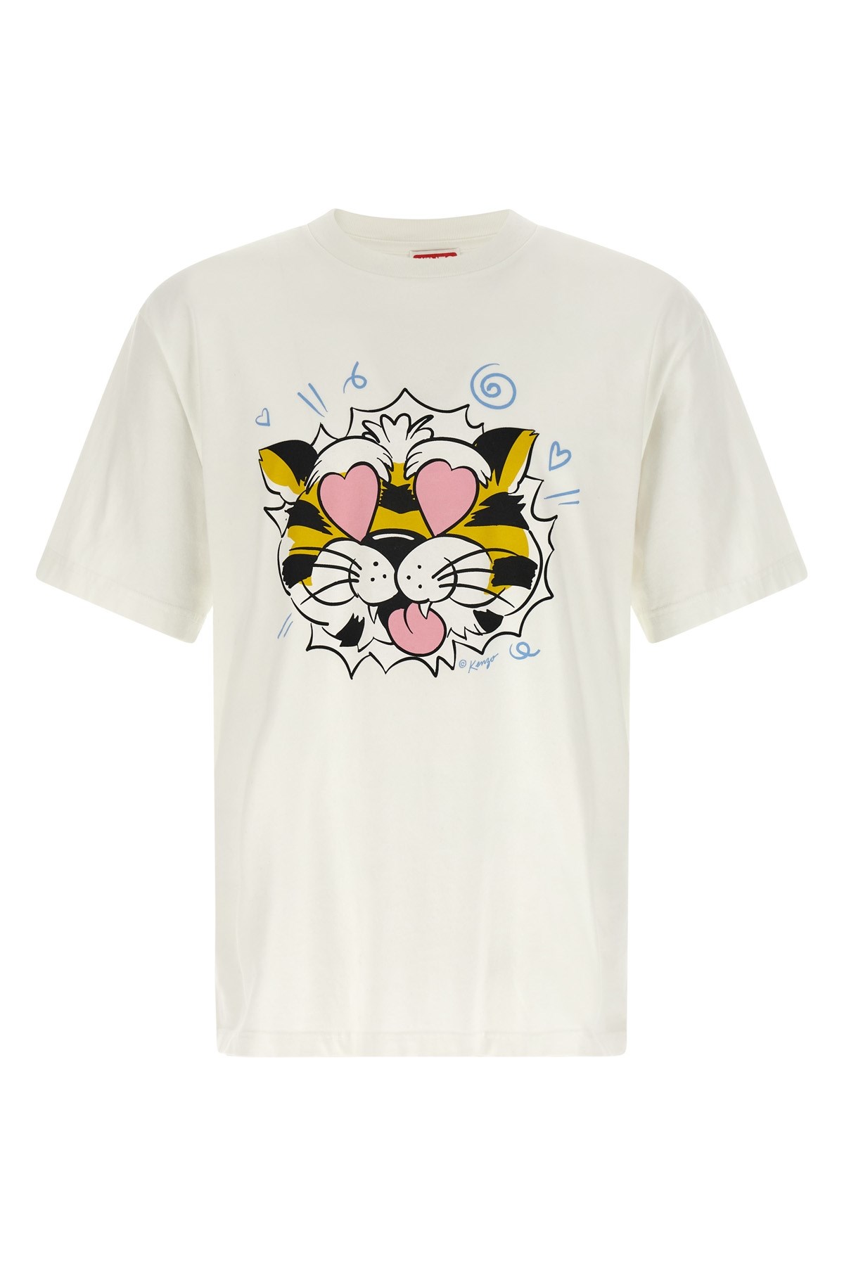 Kenzo Tiger Motif Crew Neck Short Sleeve T-shirt In White