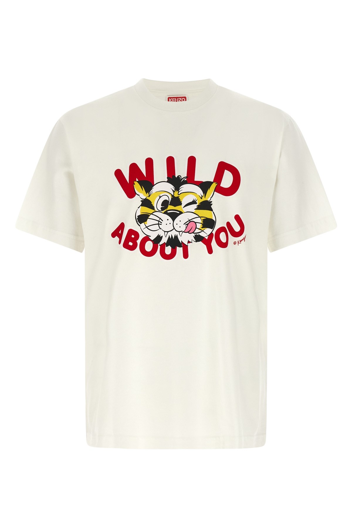 Kenzo Tiger Graphic Crew Neck Short Sleeve T Shirt In White