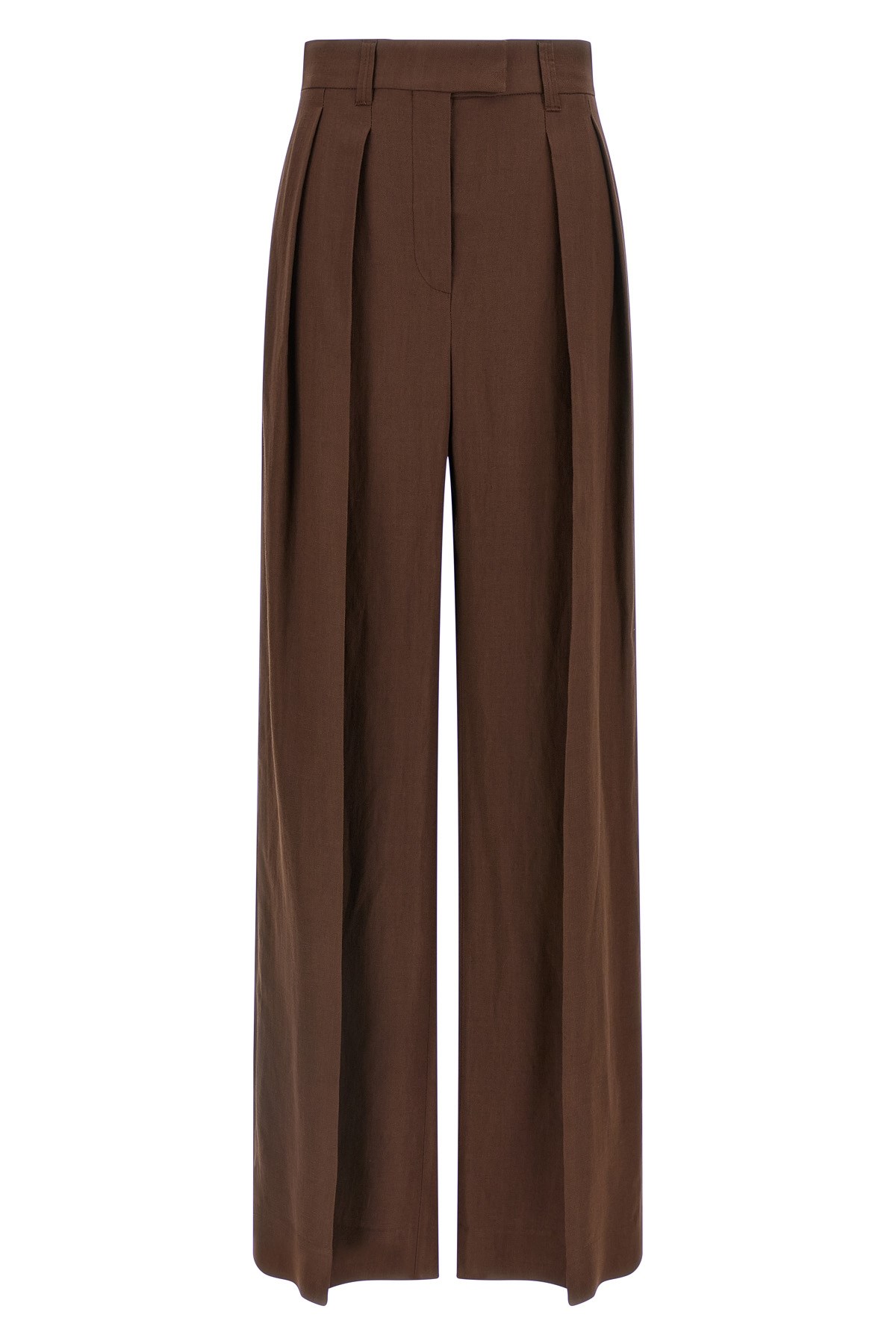Brunello Cucinelli Linen Trousers In Brown