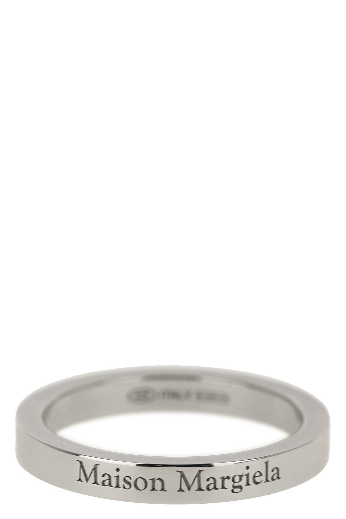 Maison Margiela Silver Engraved Ring In Metallic