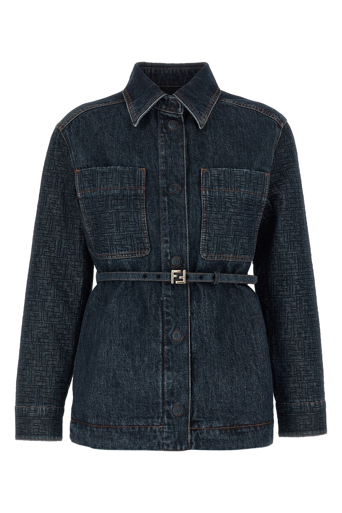 Fendi 'ff' Denim Jacket In Blue