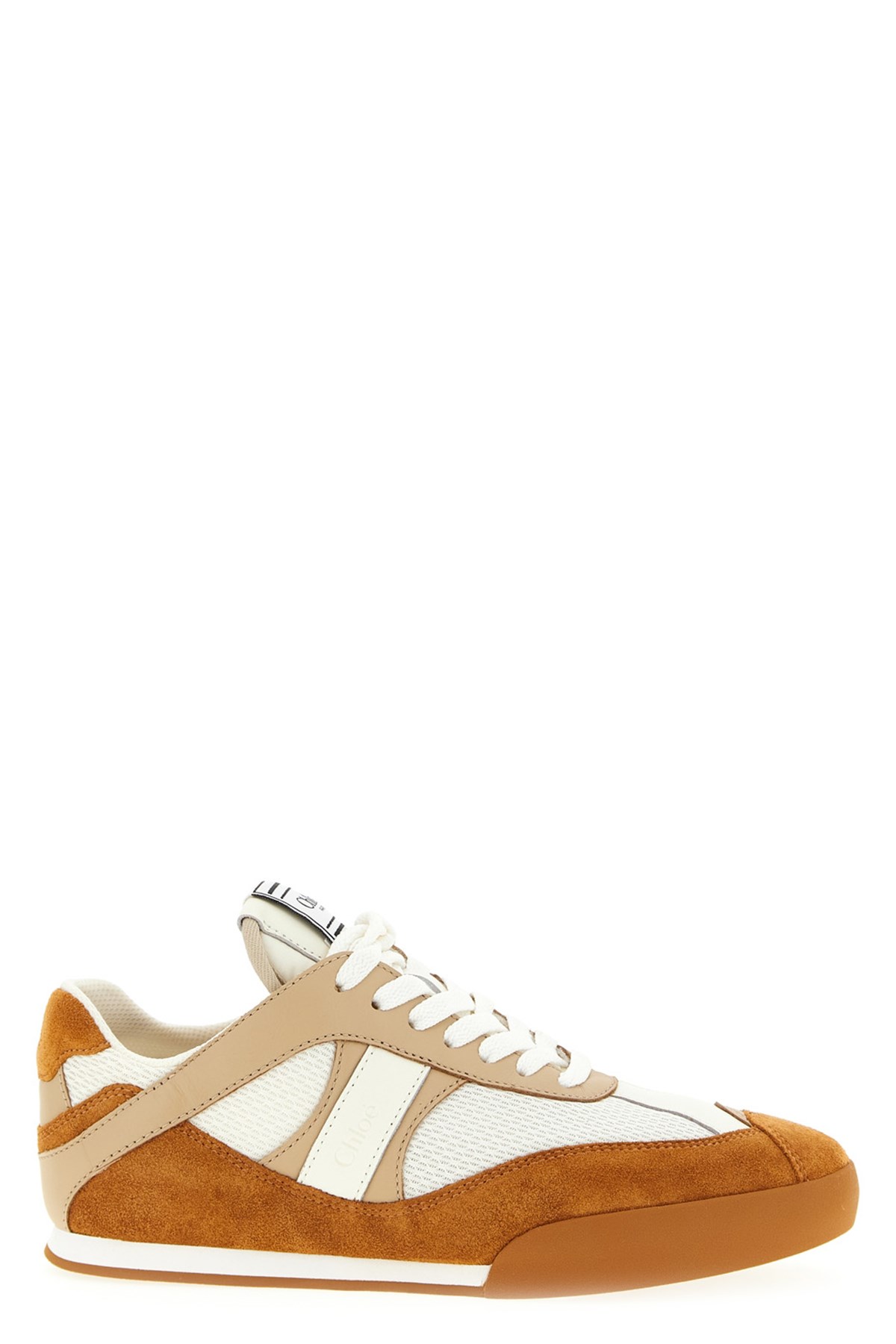 Chloé Kick Brown And White Sneakers In Mesh And Leather In Multi