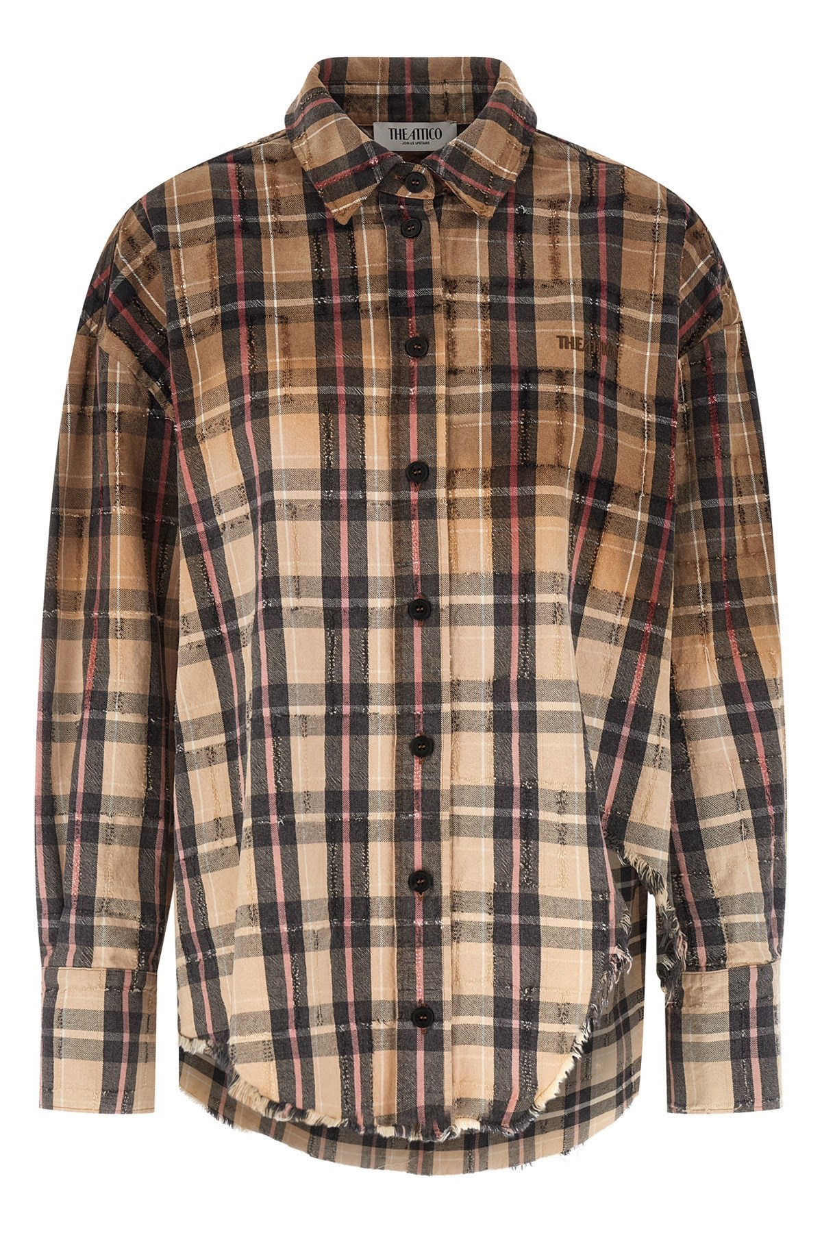 Attico Check Shirt Shirt And Blouse Multicolor In Brown