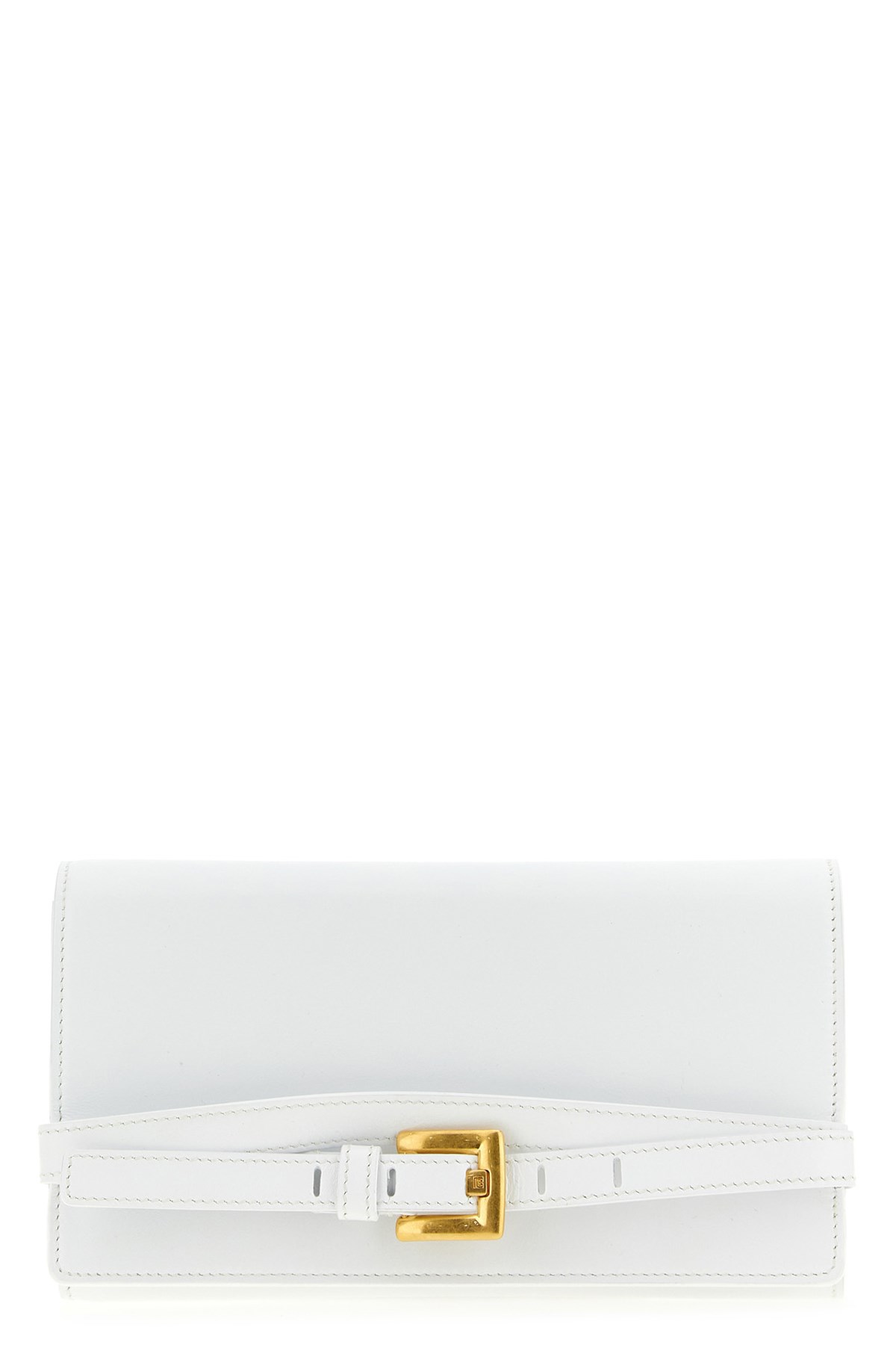 Balmain Shuffle Wallet Chain Strap Buckle Detail In White