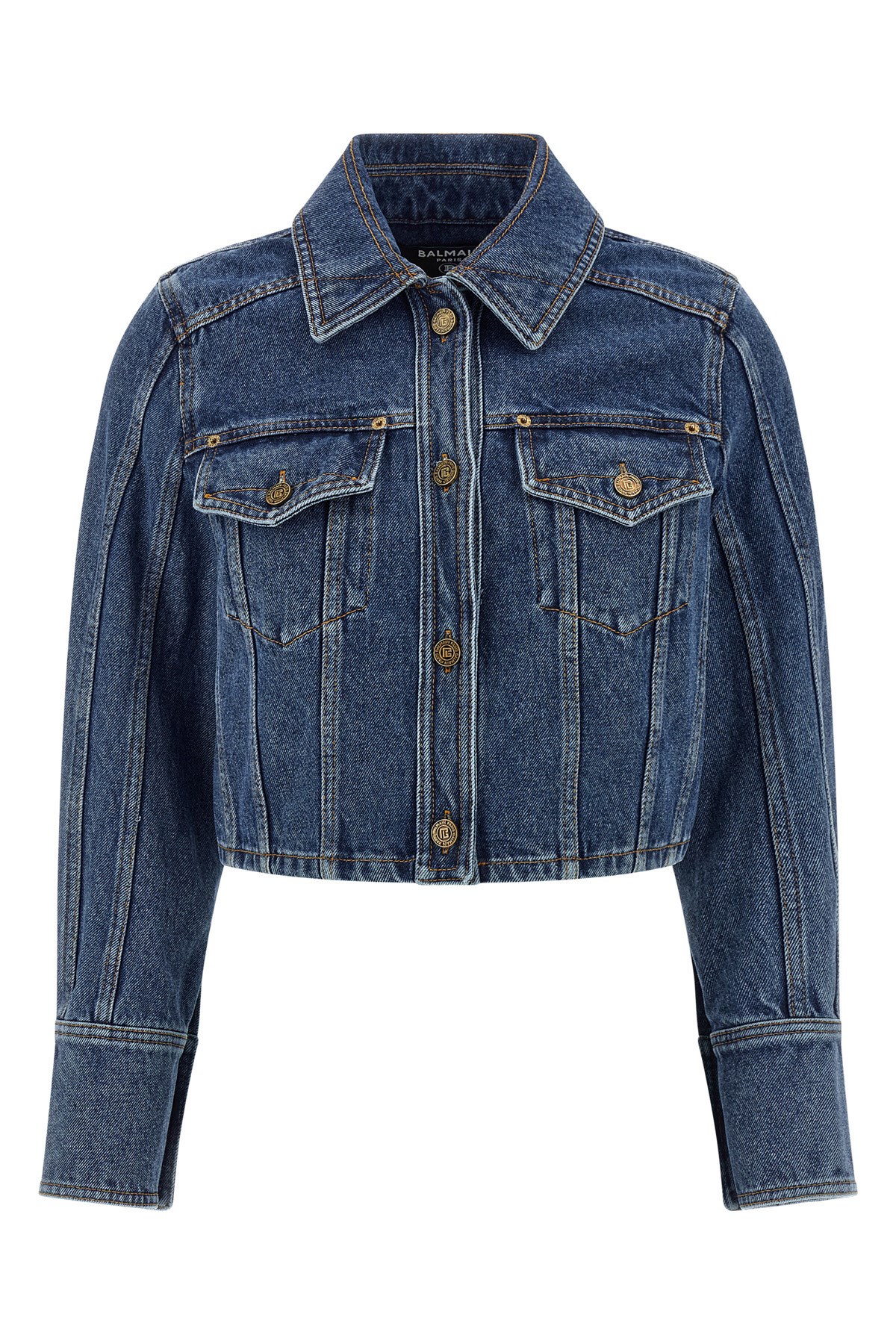 Balmain Denim Jacket Puffer Jackets Blue In Blue