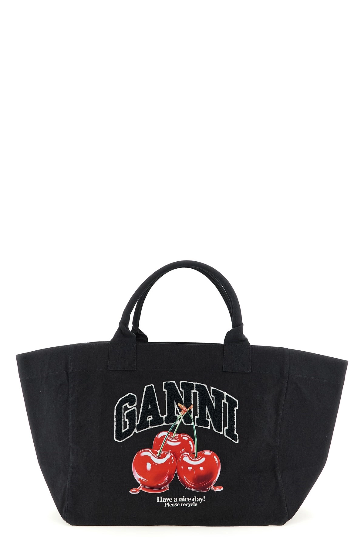 Ganni 'black xxl cherry tote' shopping bag available on julian