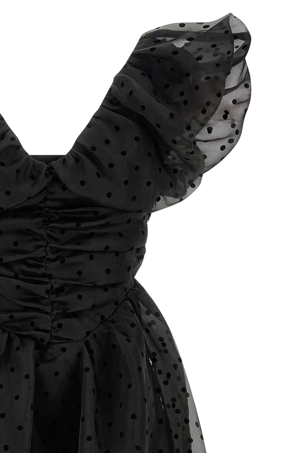 Ganni Organza Ruched Dress - Black