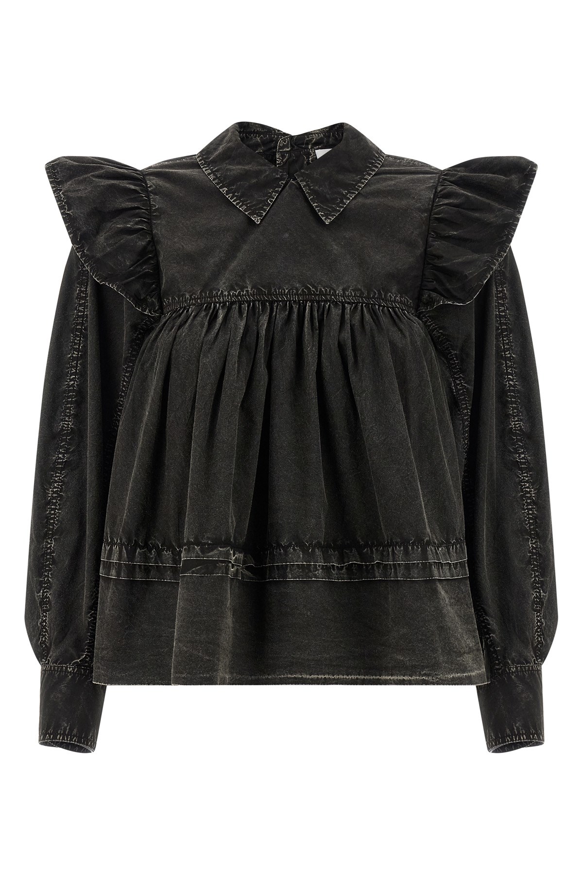GANNI Bluse "Black Washed Frill"　GANNI Bluse「ブラックウォッシュフリル」 GANNI