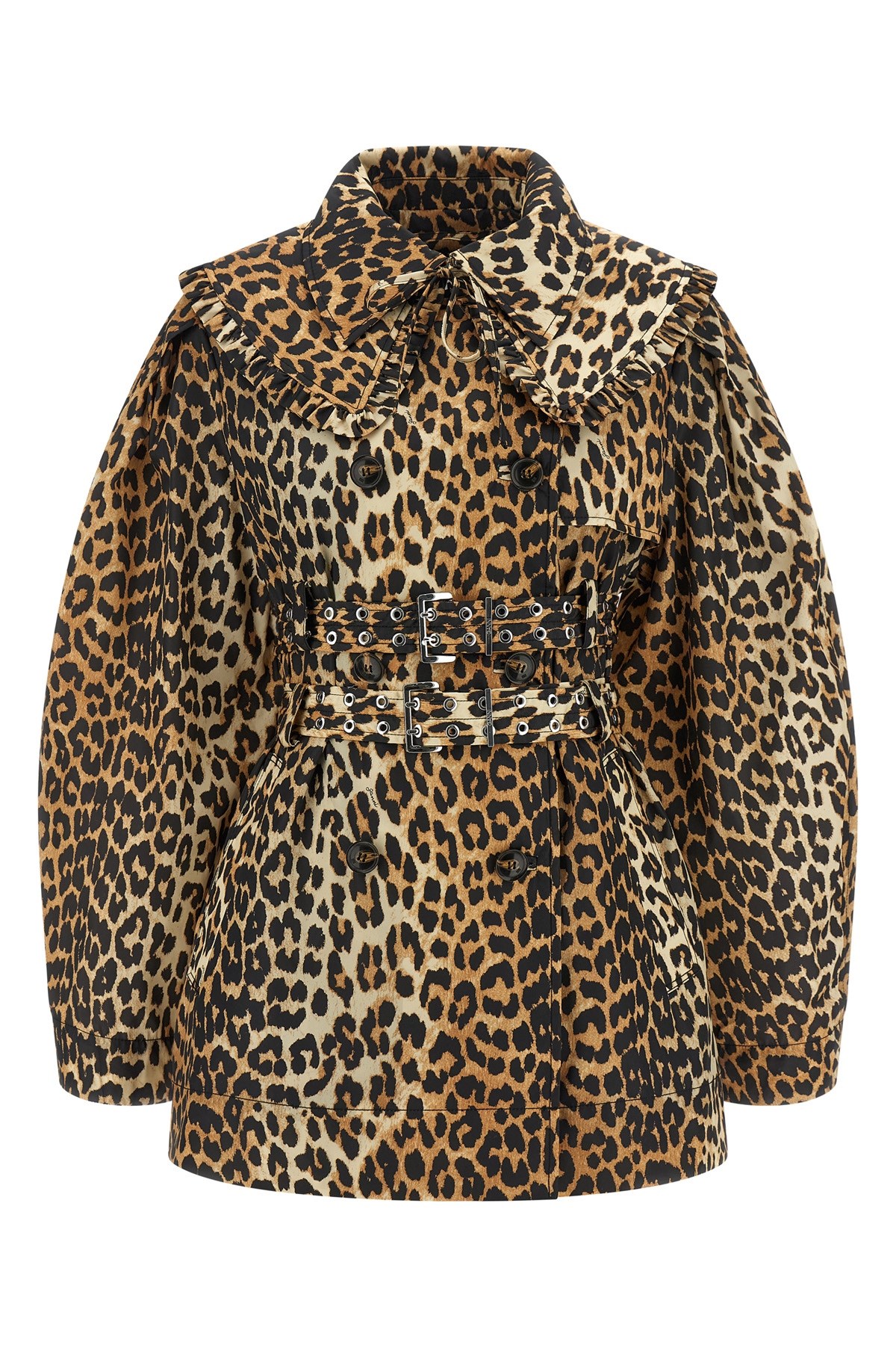 'Leopard Duchesse Nylon Short' Trench Coat - Size 34 EU