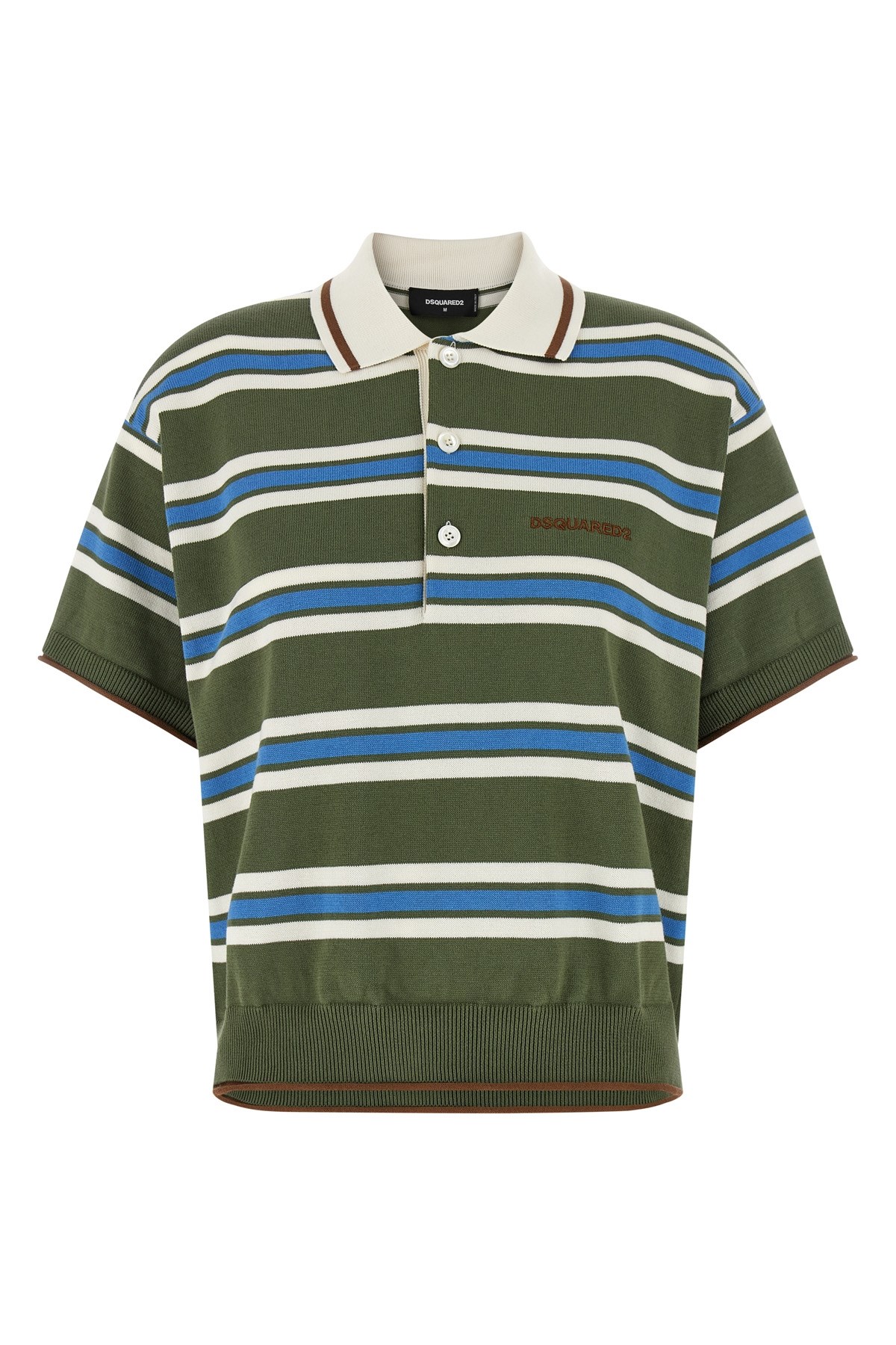 'Striped Knit' Polo Shirt - Size M