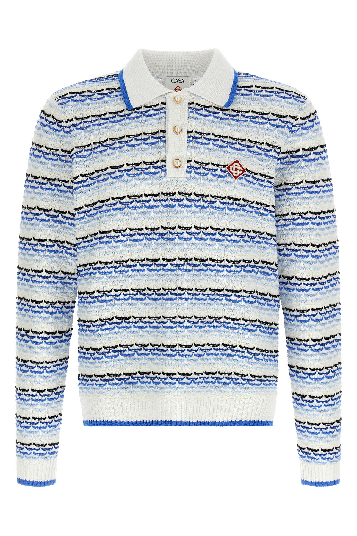 'Tuck Stitch Long Sleeve' Polo Shirt