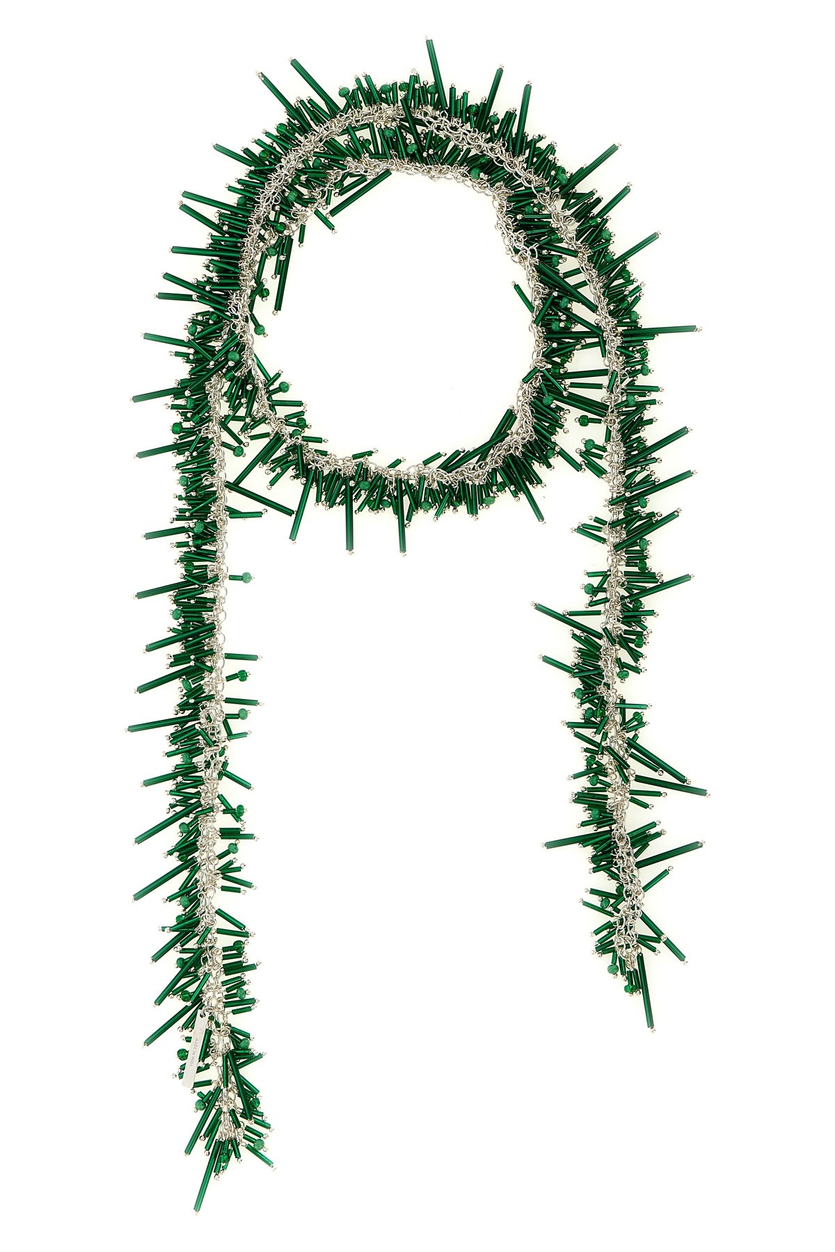 Dries Van Noten 'embroidered Scarf' Necklace In Green