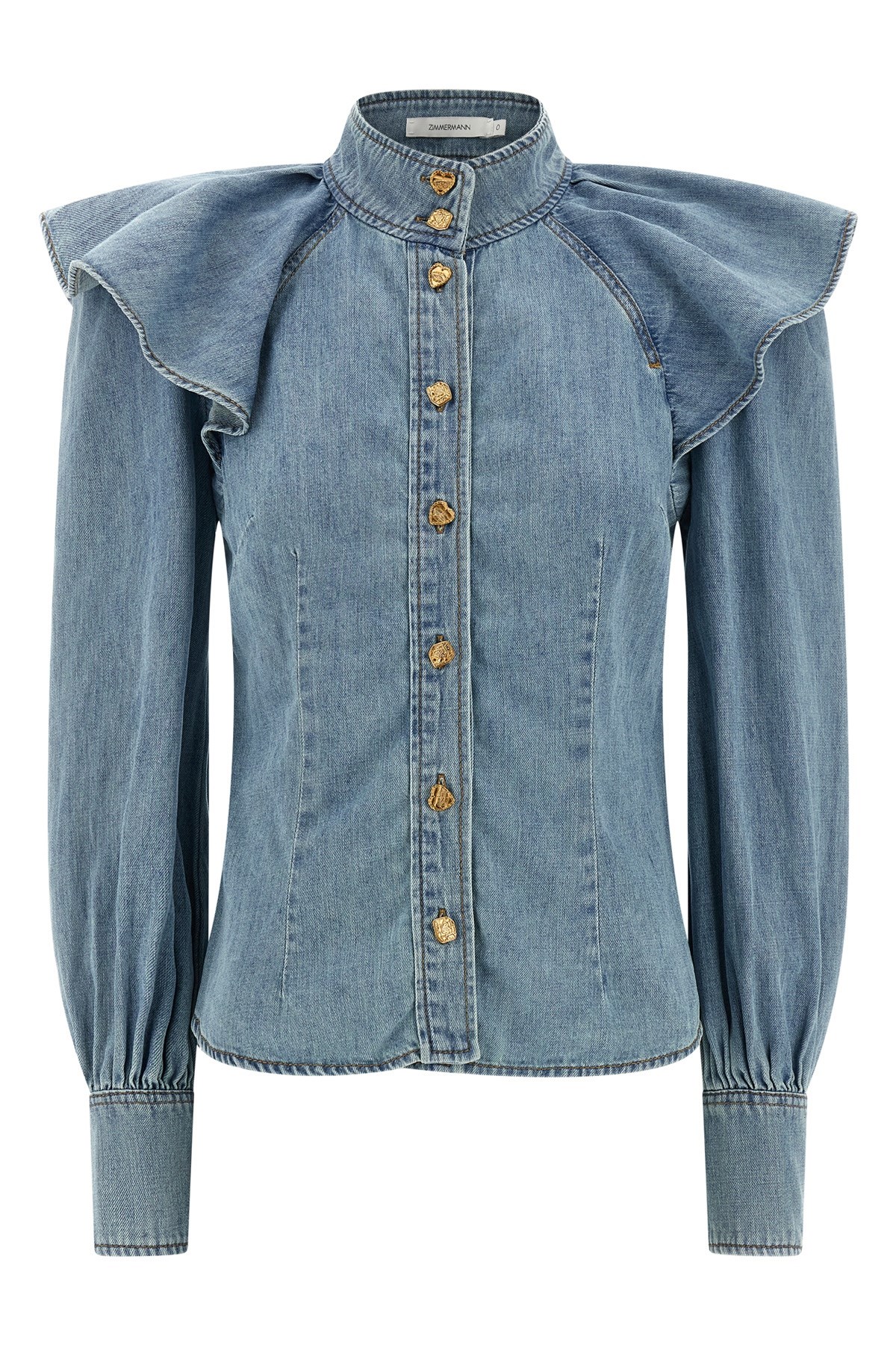 Zimmermann Crush Denim Blouse In Blue
