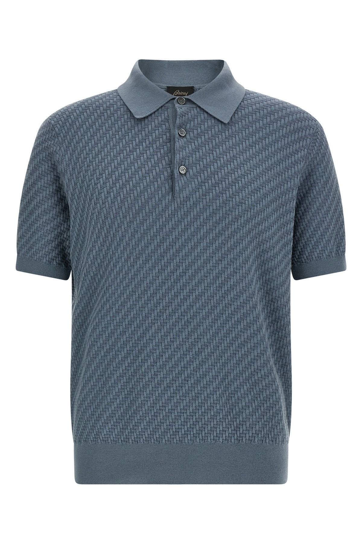 Brioni Weben Polo Plot In Blue