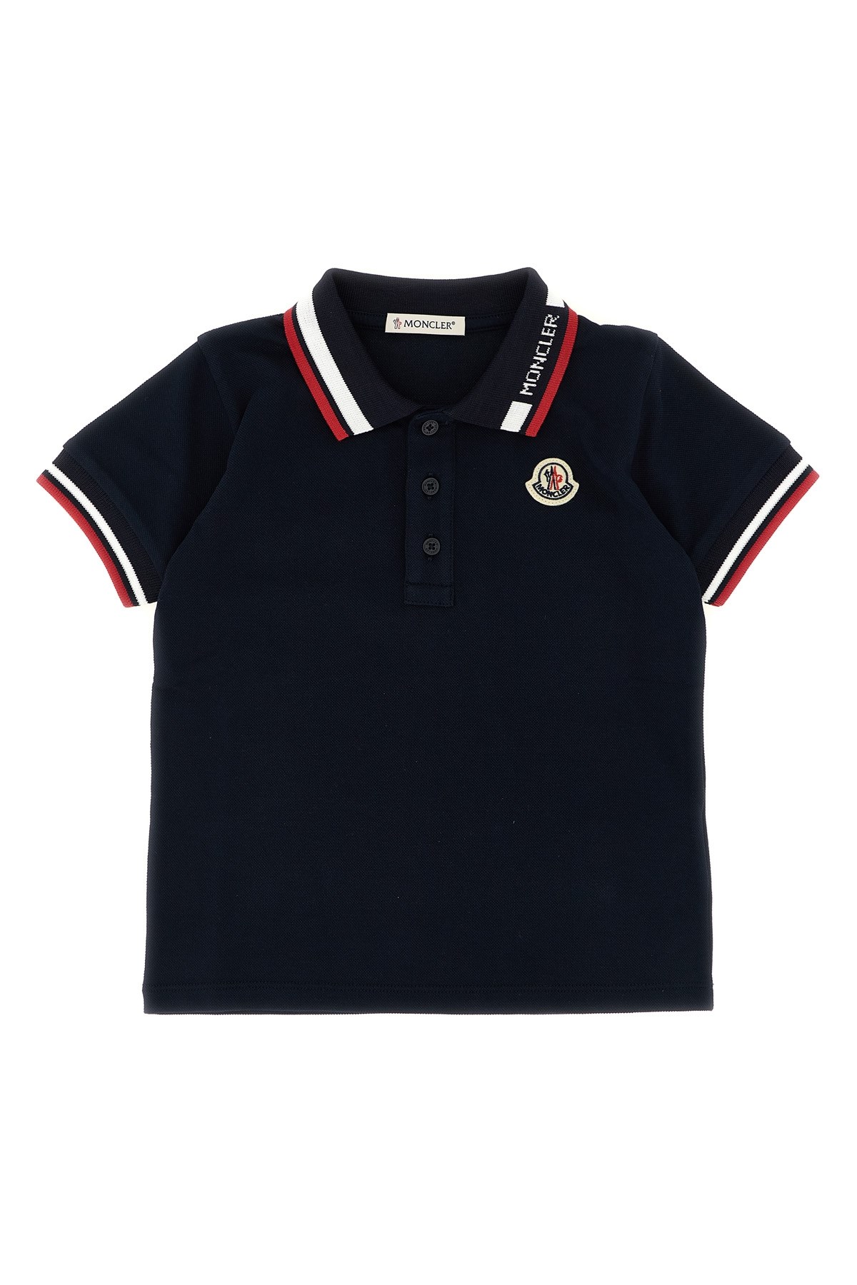 MONCLER ENFANT Polohemd Mit Dreifarbigem Besatz　MONCLER ENFANT トリコロール トリム ポロシャツ MONCLER